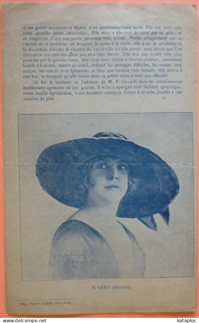 PROGRAMME THEATRE CASINO DE VITTEL - SAISON 1924 - LA PETITE CHOCOLATIERE -3 SCANS - Programme