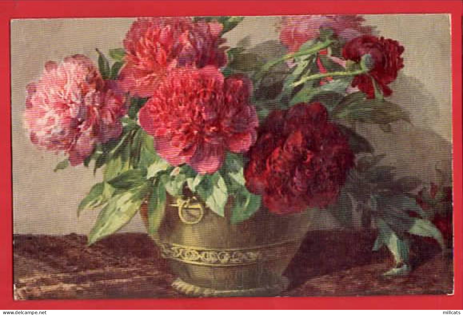 PEONIES IN BOWL   RAPHAEL TUCK FFLOWERS IN BOWLS SERIES  ART BY CHEPPY  OIL FACSIMILE - Tuck, Raphael