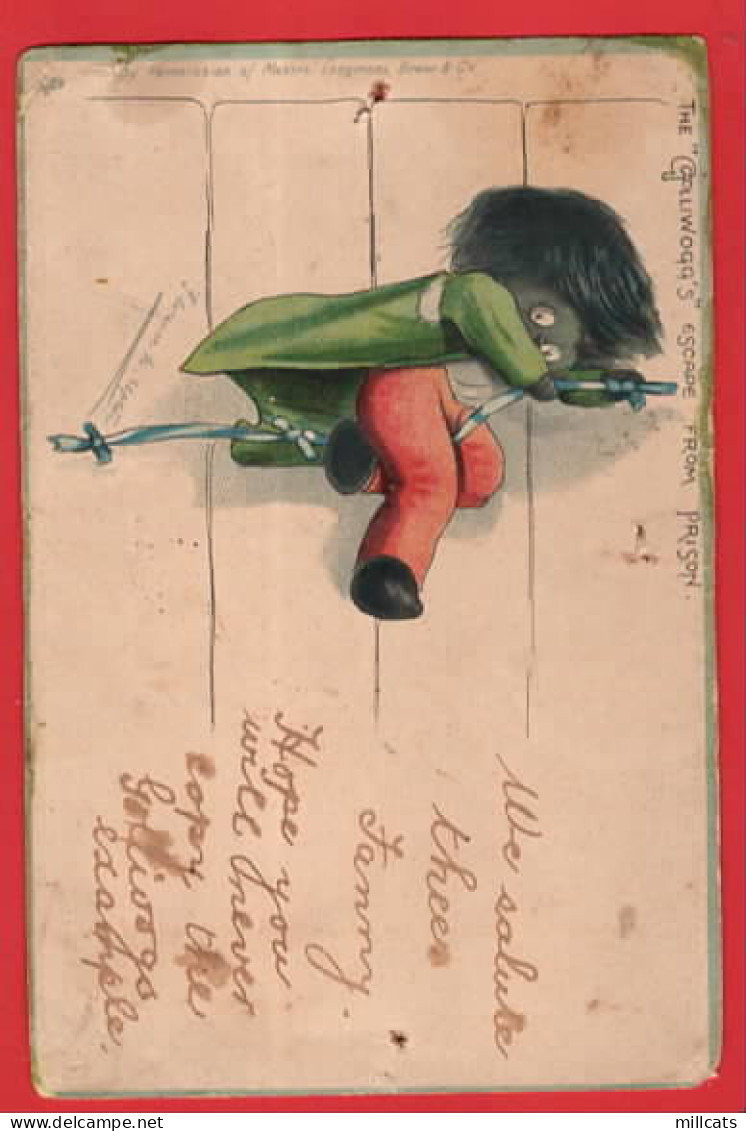 DOLLS  POUPEE    GOLLIWOGS ESCAPE FROM PRISON  FLORENCE UPTON   ART   Pu 1907  RAPHAEL TUCK SERIES - Jeux Et Jouets