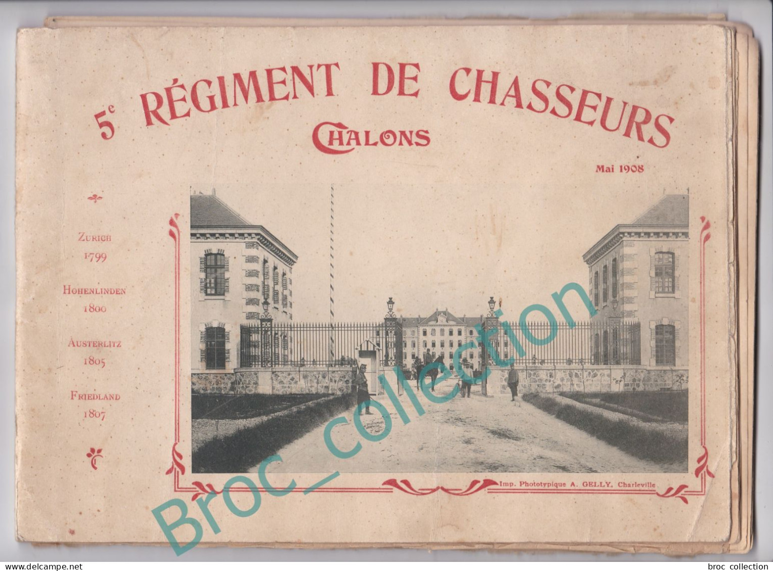 Châlons-sur-Marne, 5ème Régiment De Chasseurs, Mai 1908, Album Souvenir, 33 Pages De Photos - Francese