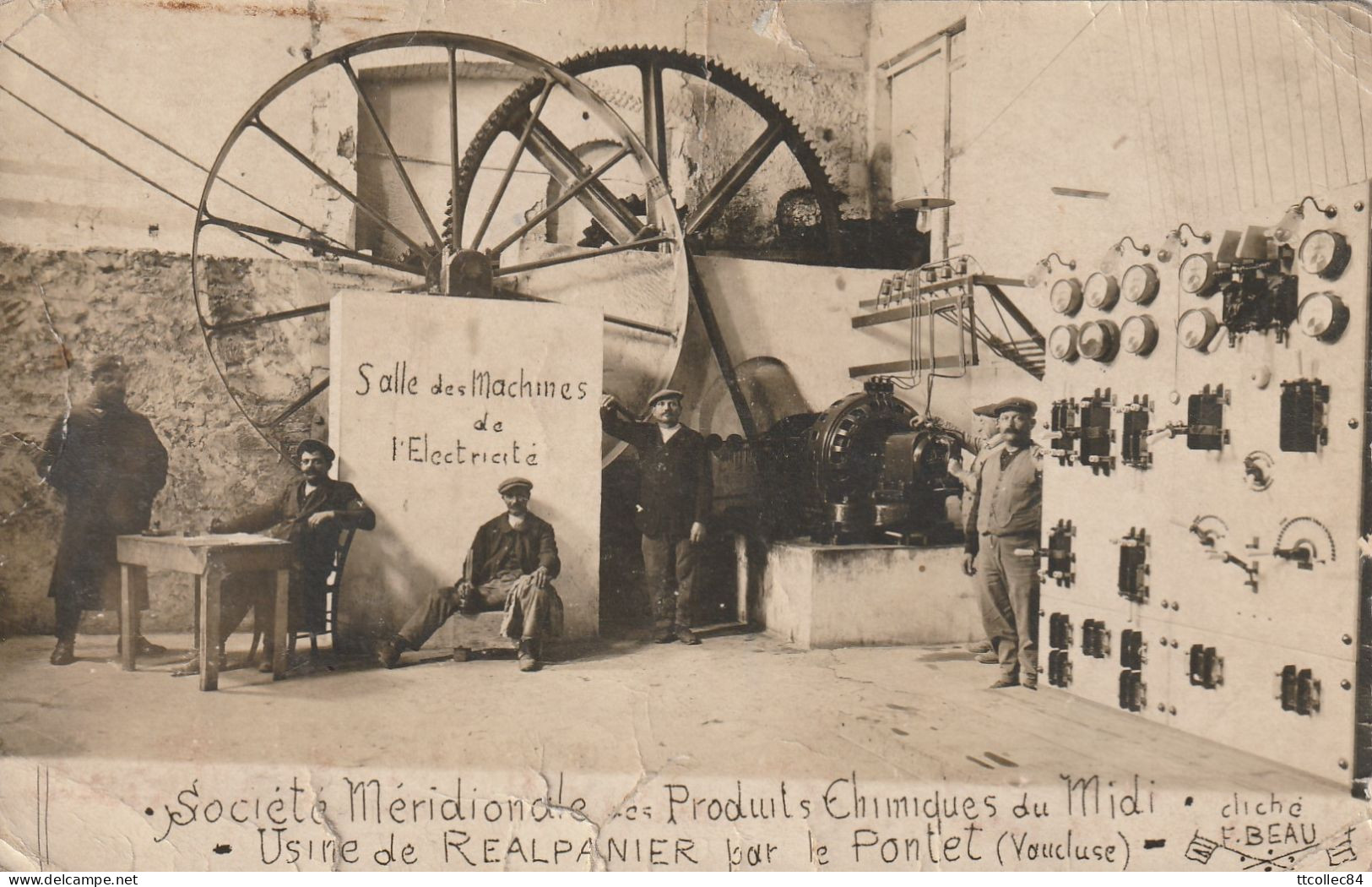 Carte Photo-84-LE PONTET-Usine De Réalpanier-Société Méridionale Des Produits Chimiques Du Midi-Salle Des Machines - Le Pontet