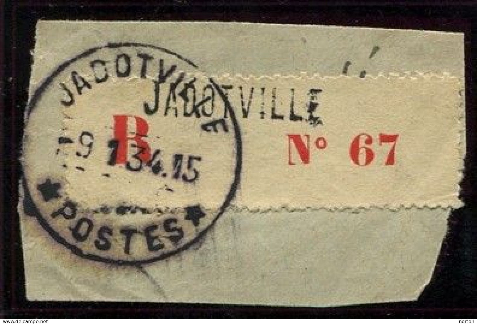 Congo Jadotville Etiquette De Recommandé Type 2Bc/Rfcé/M (petite Griffe Majuscule) Dent. 11 1/2 Sur Fragment - Lettres & Documents