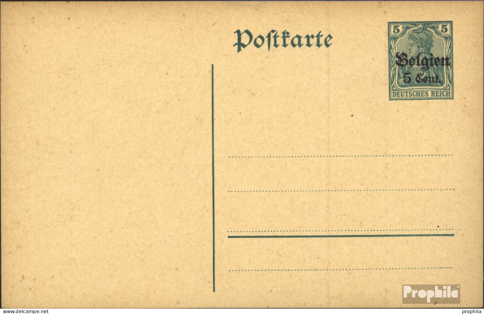 Dt. Landespost In Belgien P6 Amtliche Postkarte Gebraucht 1916 Germania Mit Aufdruck - Other & Unclassified