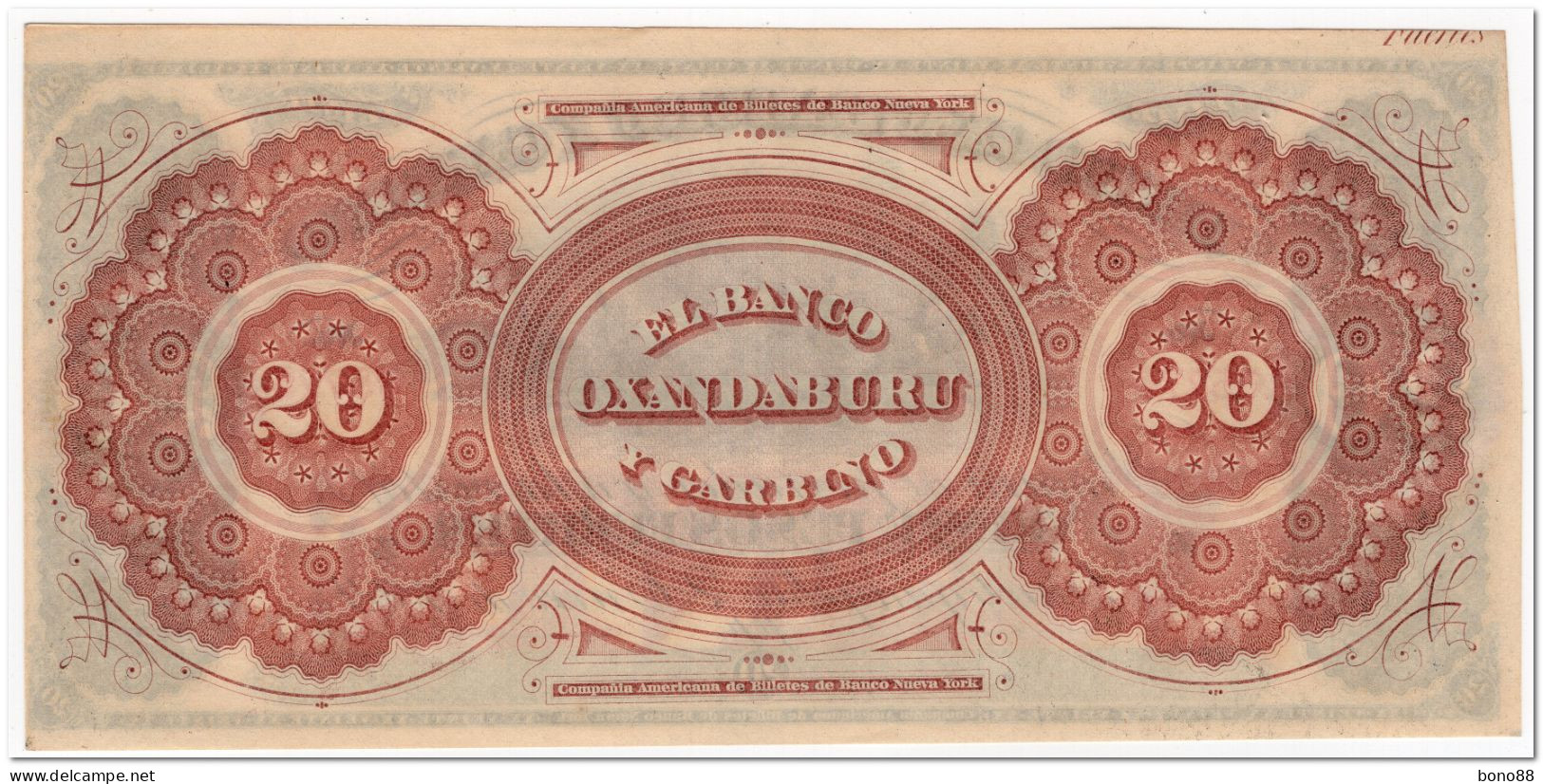 ARGENTINA,BANCO OXANDABURU Y GARBINO,20 PESOS FUERTES,1869,P.S1794,AU-UNC - Argentinië