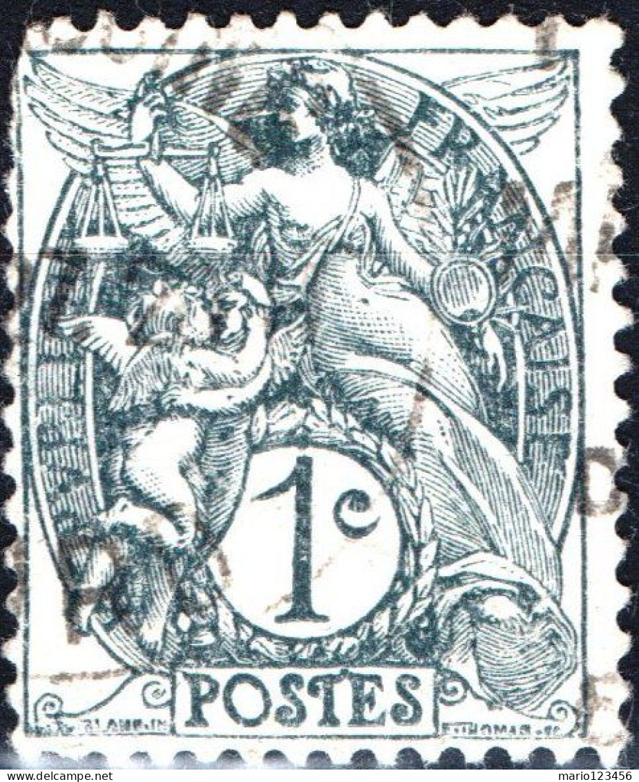 FRANCIA, FRANCE, TIPO “BLANC”, 1 C., 1900, FRANCOBOLLI USATI Yt:FR 107, Scott:FR 109 - 1898-1900 Sage (Tipo III)