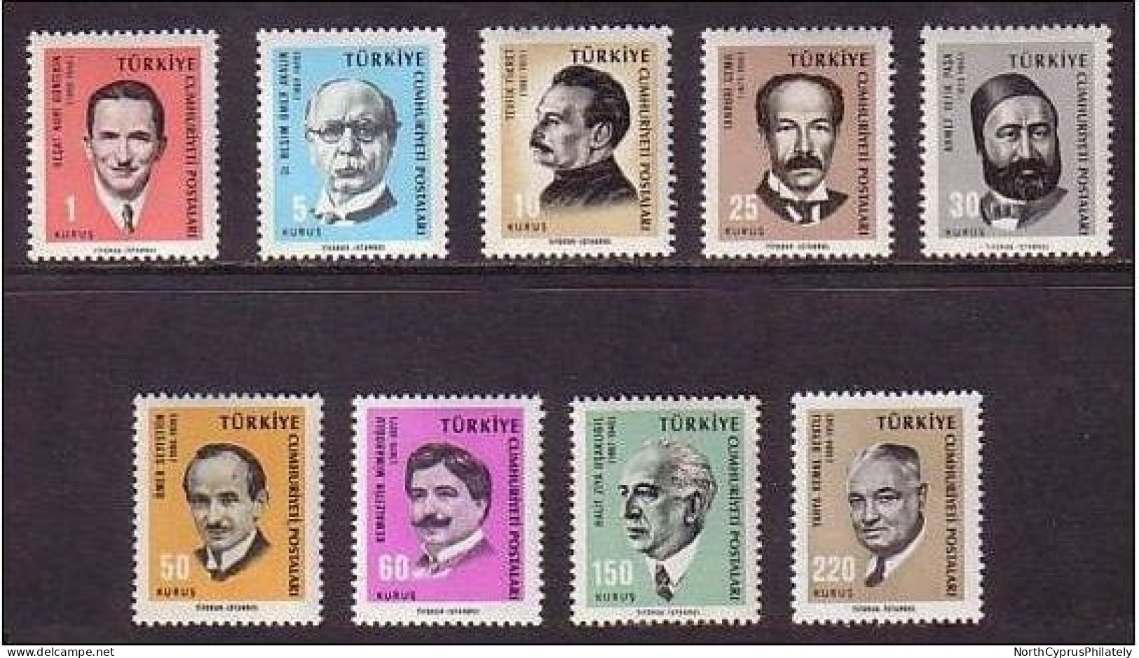 1965 TURKEY " CULTURAL CELEBRITIES FAMOUS PEOPLE " MNH - Unused Stamps
