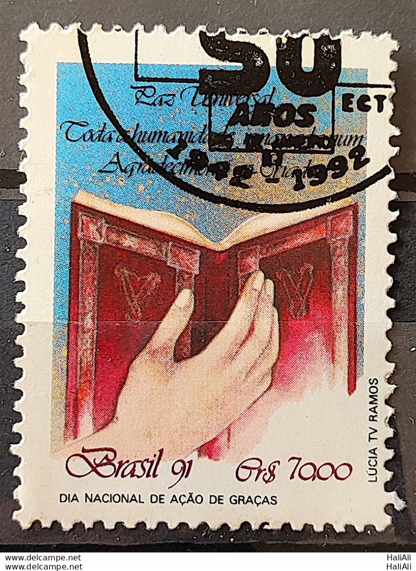 C 1767 Brazil Stamp Thanksgiving Day Bible Religion 1991 Circulated 1 - Used Stamps