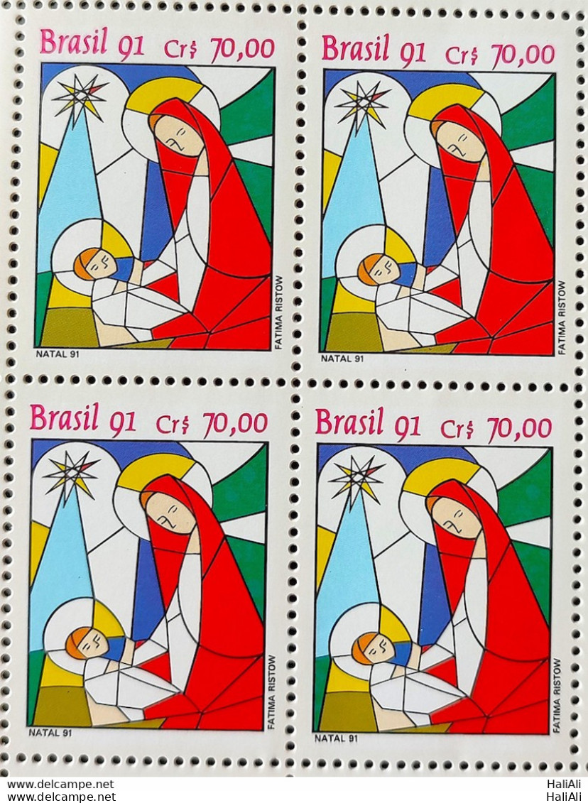 C 1765 Brazil Stamp Christmas Religion Jesus Our Lady 1991 Block Of 4 - Ungebraucht