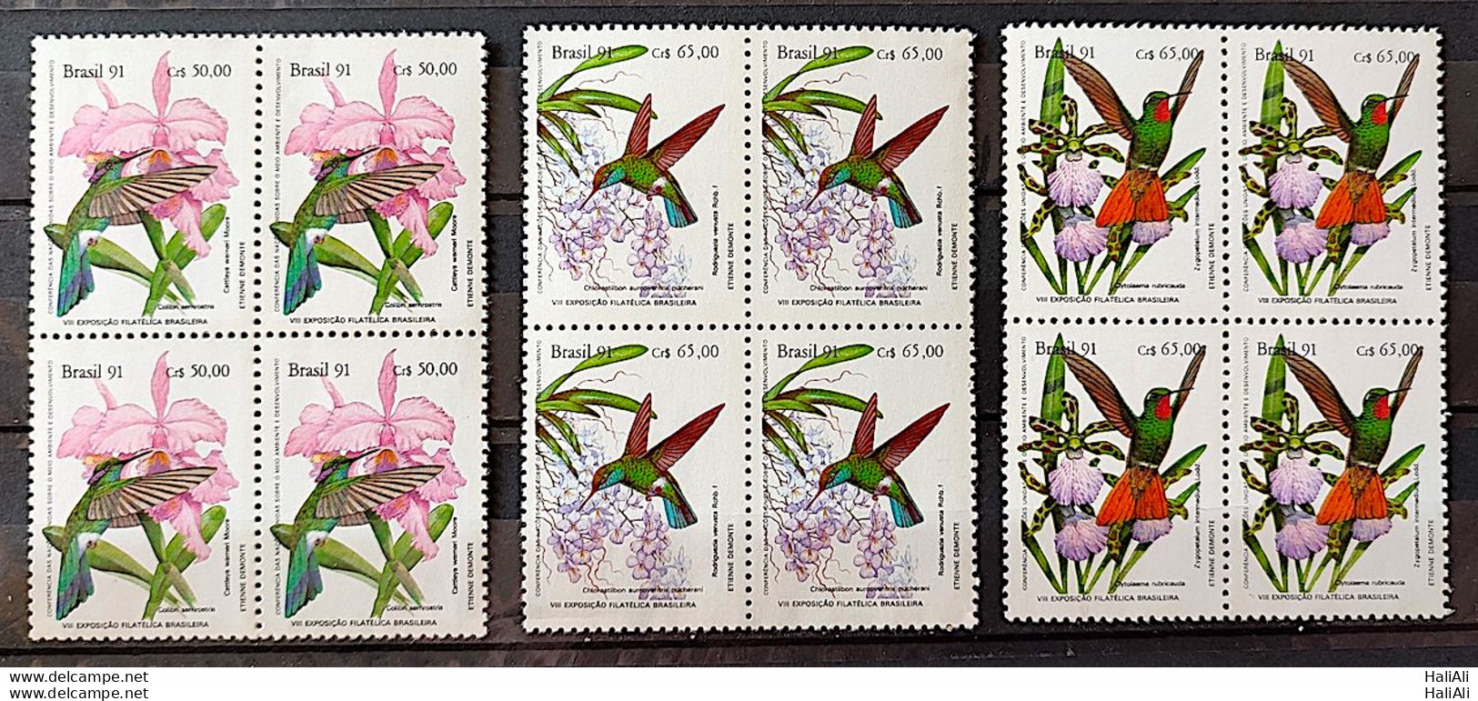 C 1755 Brazil Stamp BRAPEX Hummingbird Orchid Philately Postal Service 1991 Block Of 4 Block Of 4 - Unused Stamps