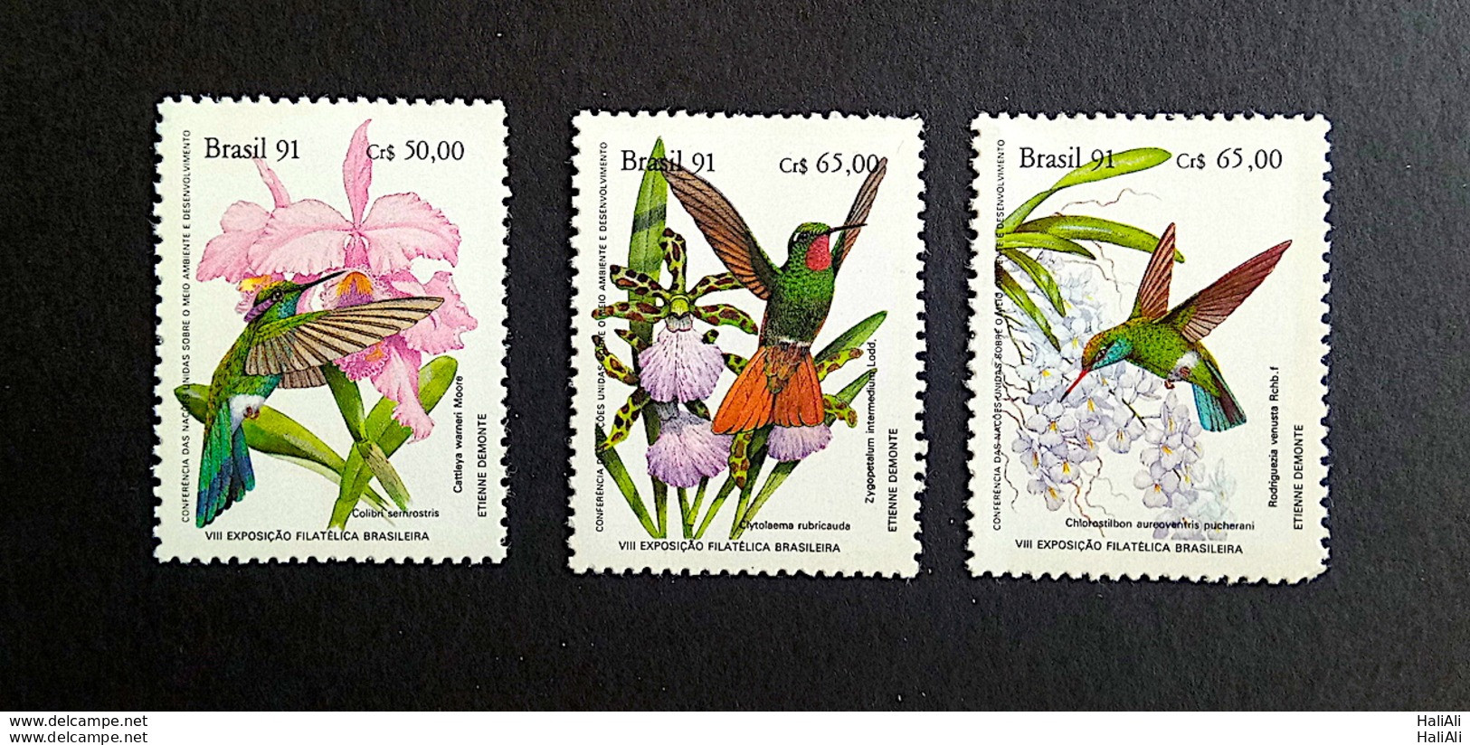 C 1755 Brazil Stamp Brapex Bird Hummingbird Orchid 1991 Complete Series - Unused Stamps