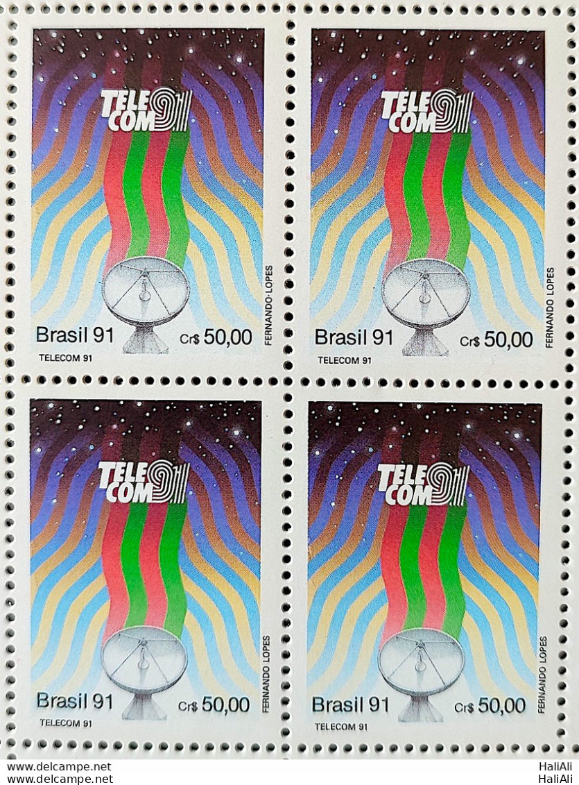 C 1752 Brazil Stamp Exposure Telecom Telecommunication Communication 1991 Block Of 4 - Ongebruikt