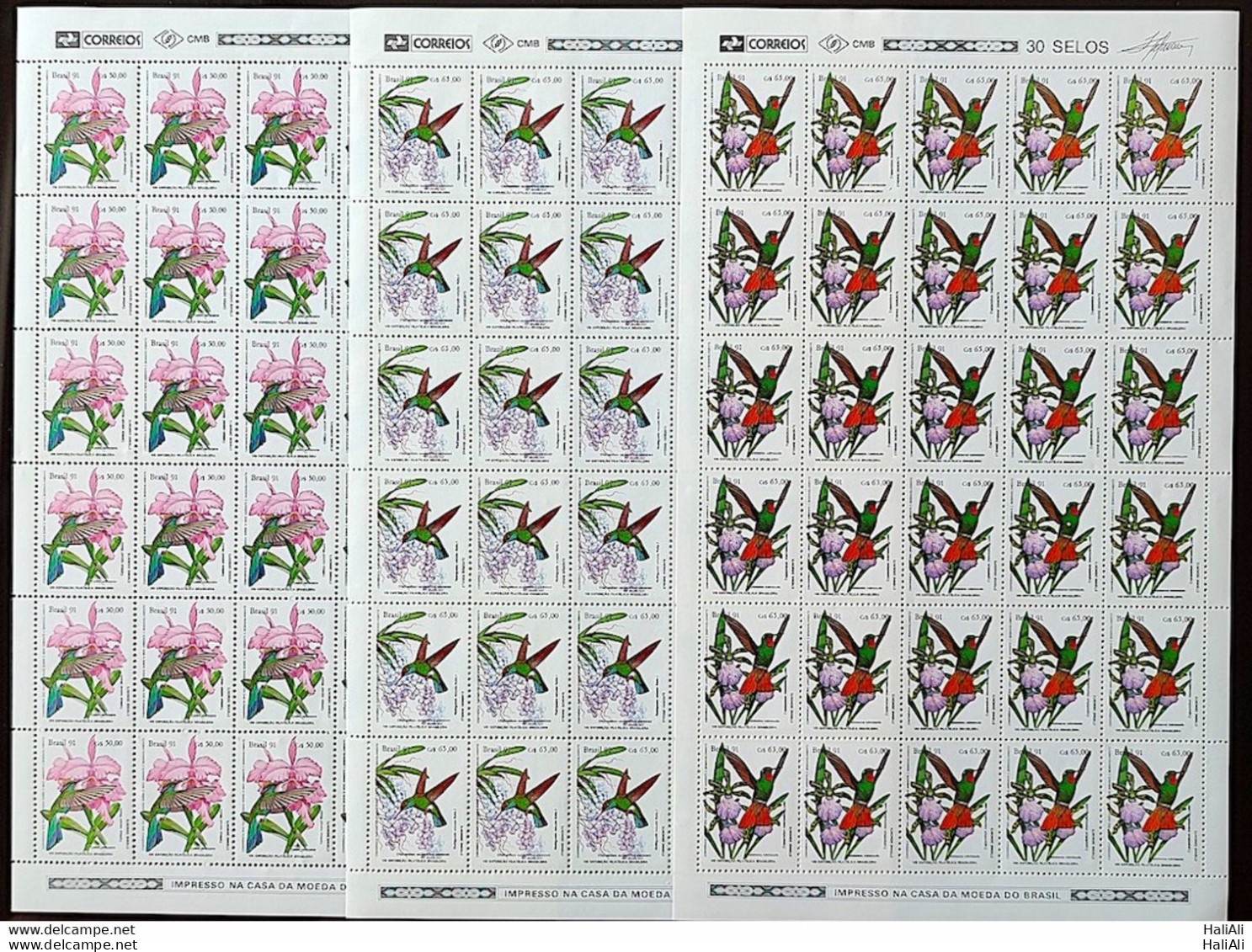 C 1755 Brazil Stamp BRAPEX Hummingbird Orchid Philately Postal Service 1991 Sheet Block Of 4 - Nuevos