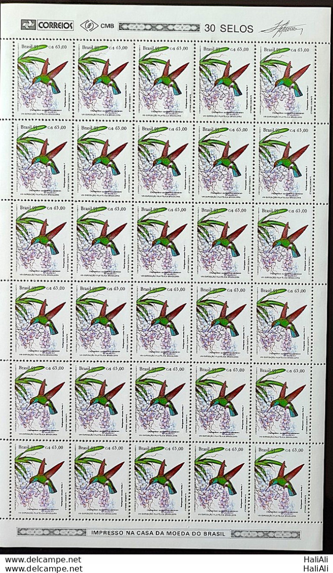 C 1755 Brazil Stamp BRAPEX Hummingbird Orchid Philately Postal Service 1991 Sheet Block Of 4 - Ongebruikt