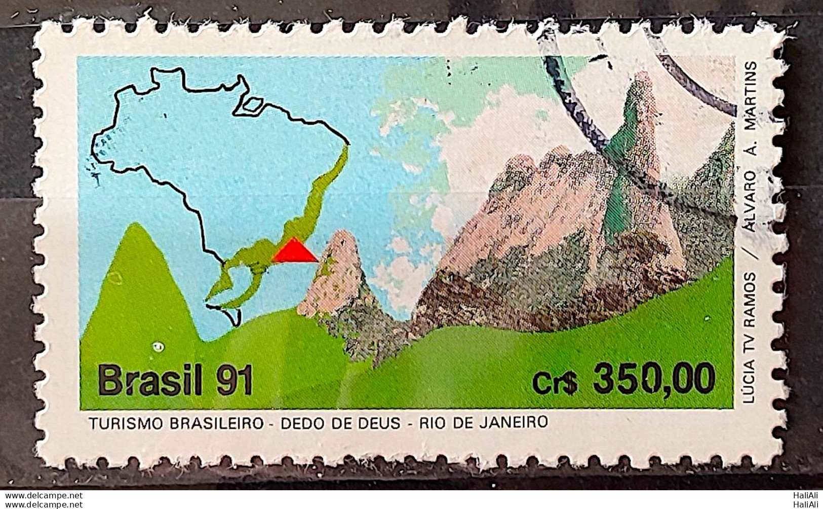 C 1743 Brazil Stamp Turismo Finger Of God Map 1991 Circulated 3 - Usati