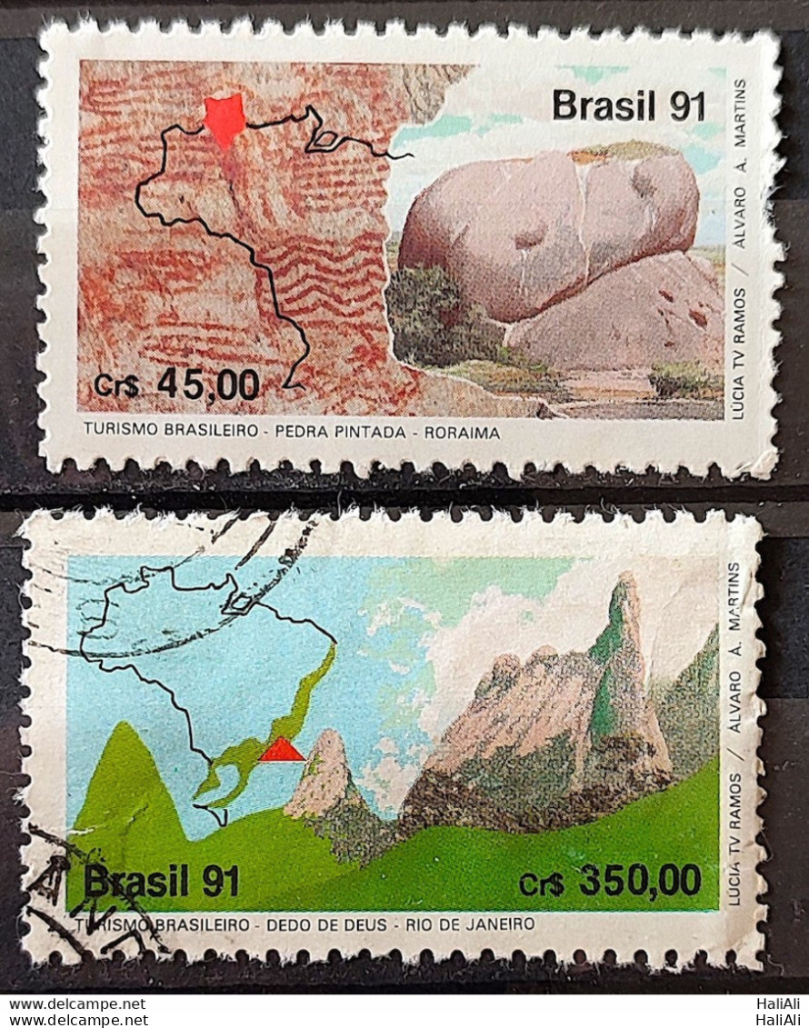 C 1742 Brazil Stamp Tourism Painted Painted Roraima Finger Of God Map 1991 Block Of 4 Circulated 3 - Oblitérés