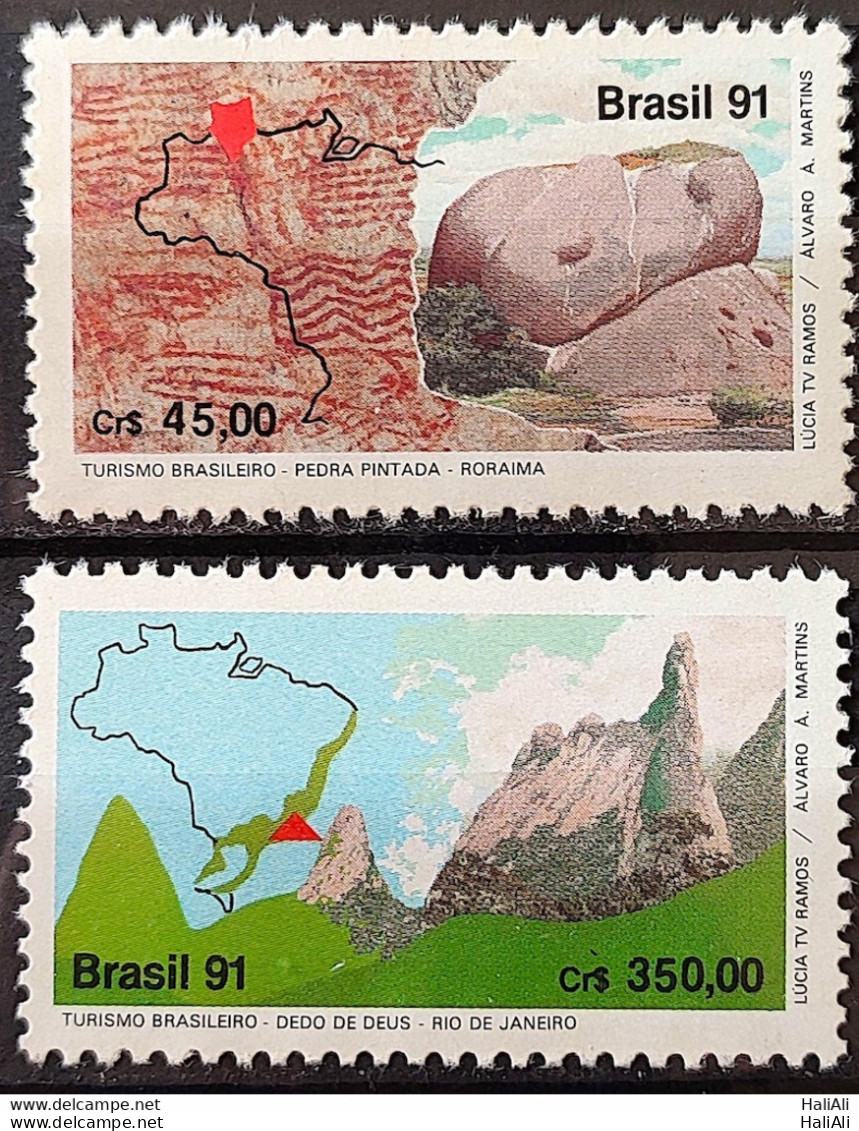 C 1742 Brazil Stamp Tourism Painted Painted Roraima Finger Of God Map 1991 Block Of 4 - Ungebraucht