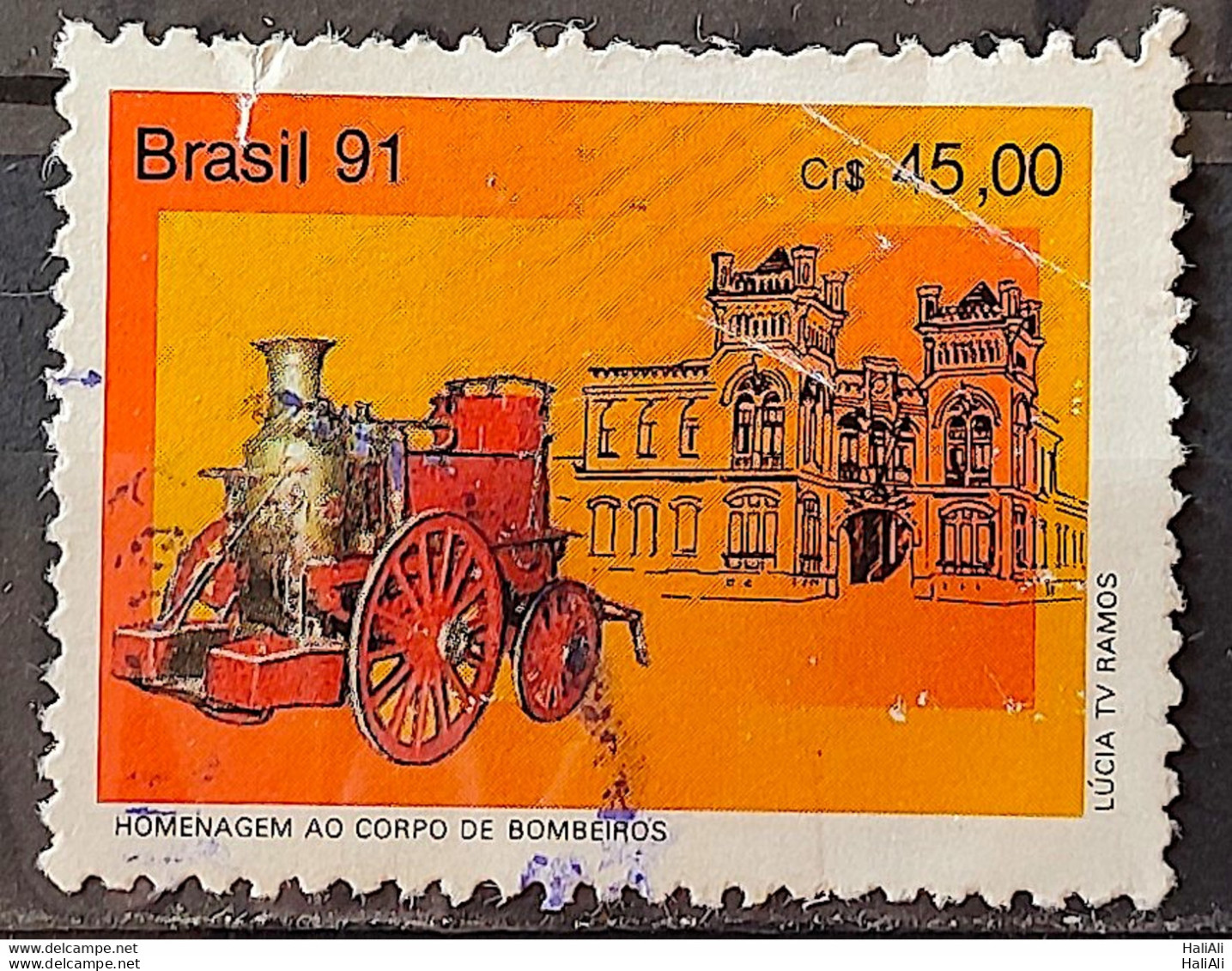 C 1741 Brazil Stamp Firefighter Body Military Carriage 1991 Circulated 1 - Used Stamps