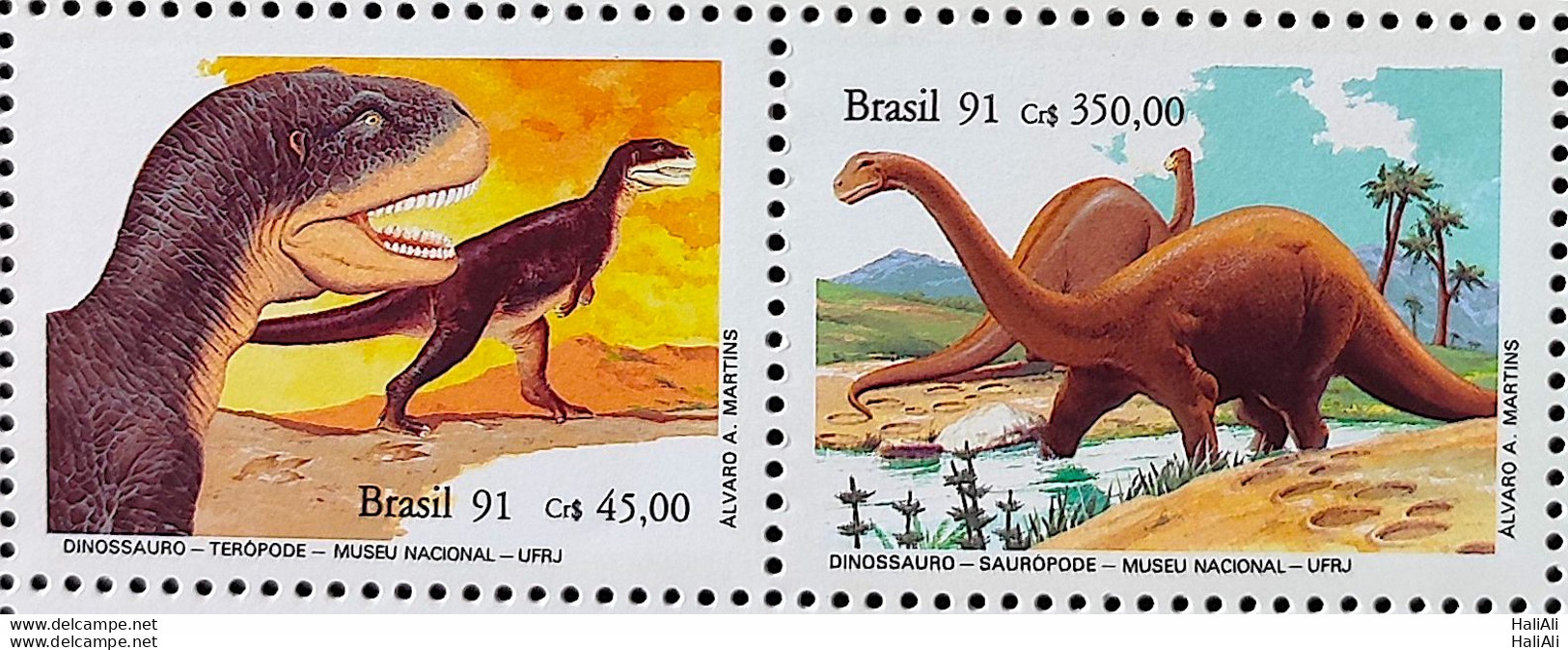 C 1739 Brazil Stamp Butantan Institute Dinosaur Teropode Sauropode 1991 - Ungebraucht