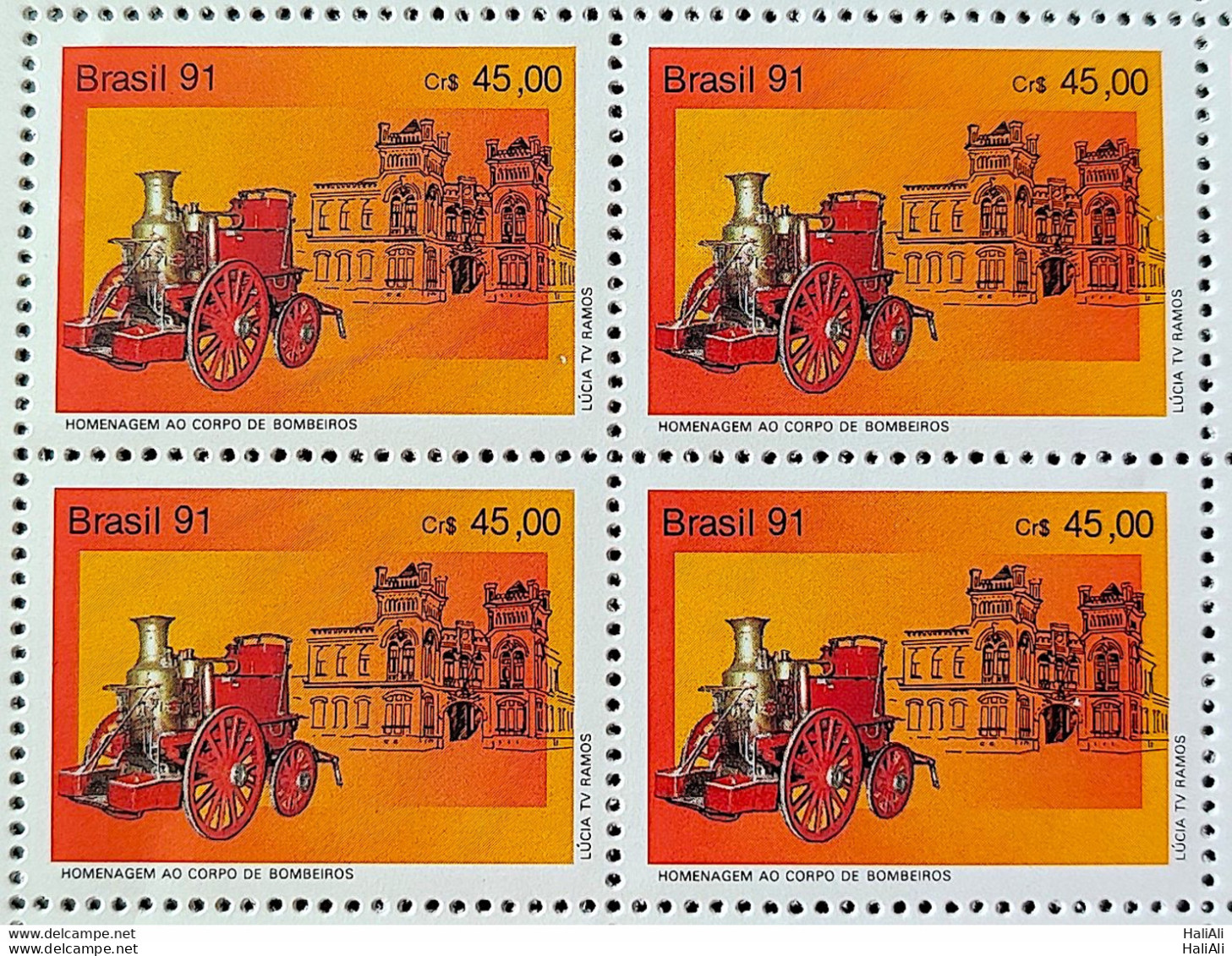 C 1741 Brazil Stamp Firefighter Body Military Carriage 1991 Block Of 4 - Ongebruikt