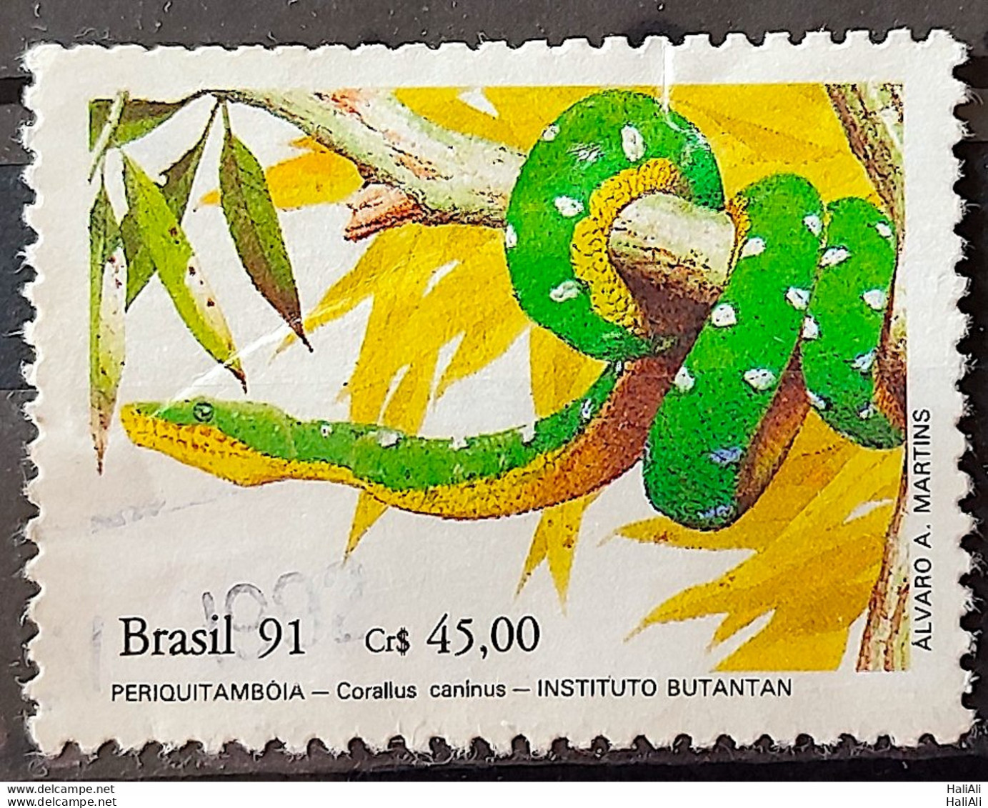 C 1738 Brazil Stamp Butantan Institute Snake Periquitamboia 1991 Circulated 6 - Oblitérés