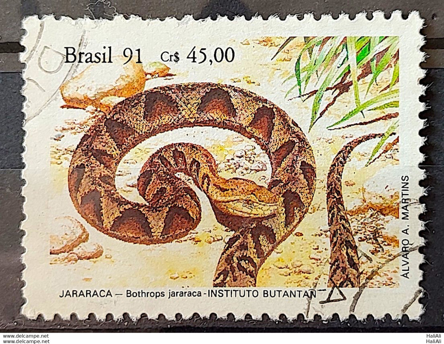 C 1737 Brazil Stamp Butantan Institute Snake Jararaca 1991 Circulated 9 - Usati