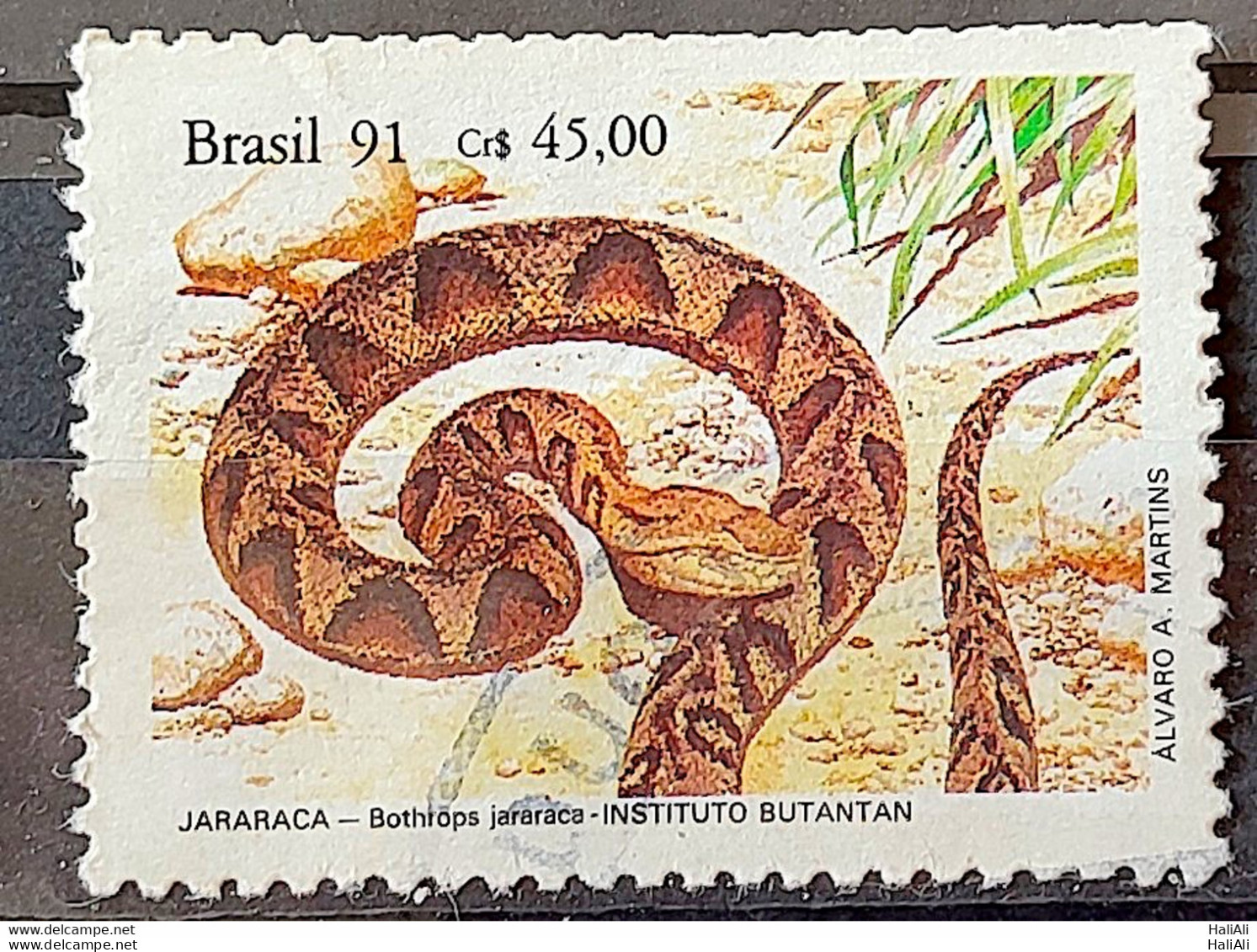 C 1737 Brazil Stamp Butantan Institute Snake Jararaca 1991 Circulated 2 - Oblitérés