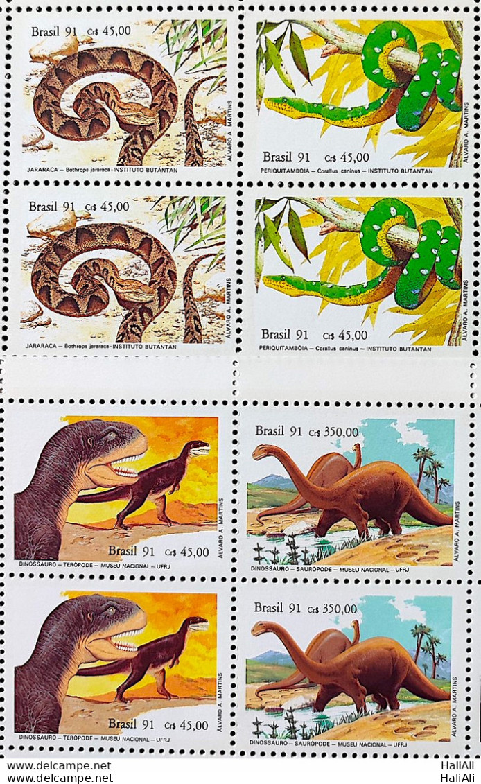 C 1737 Brazil Stamp Butantan Institute Snake Dinosaur 1991 Block Of 4 Block Of 4 - Ungebraucht