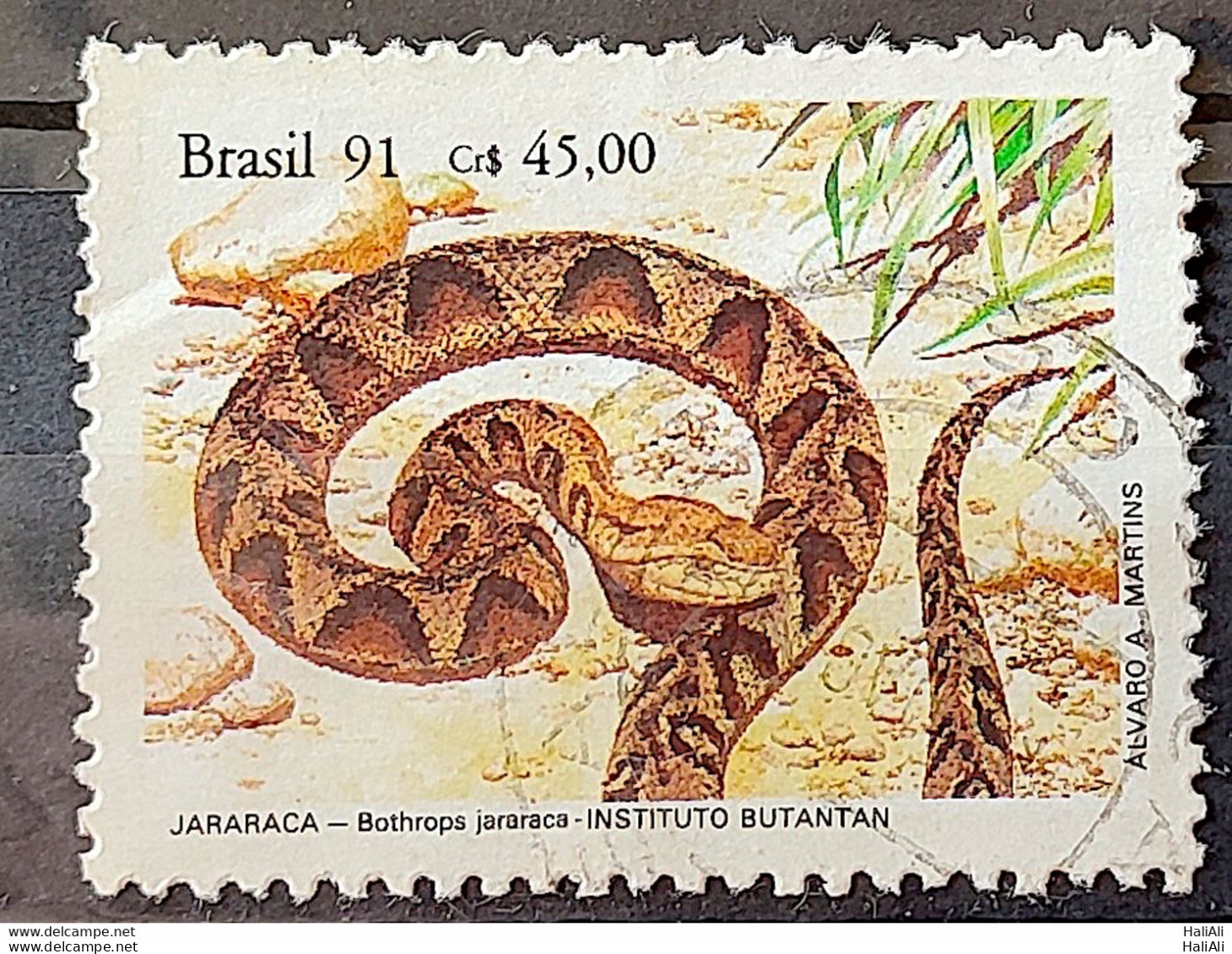 C 1737 Brazil Stamp Butantan Institute Snake Jararaca 1991 Circulated 3 - Usati