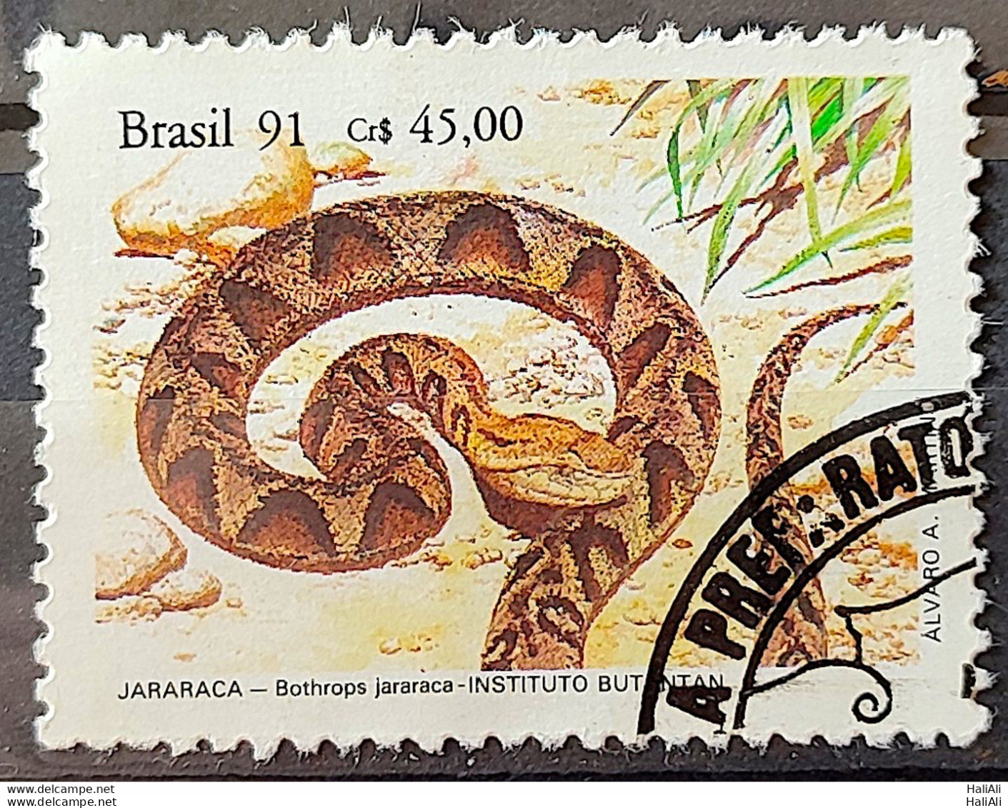 C 1737 Brazil Stamp Butantan Institute Snake Jararaca 1991 Circulated 10 - Usados