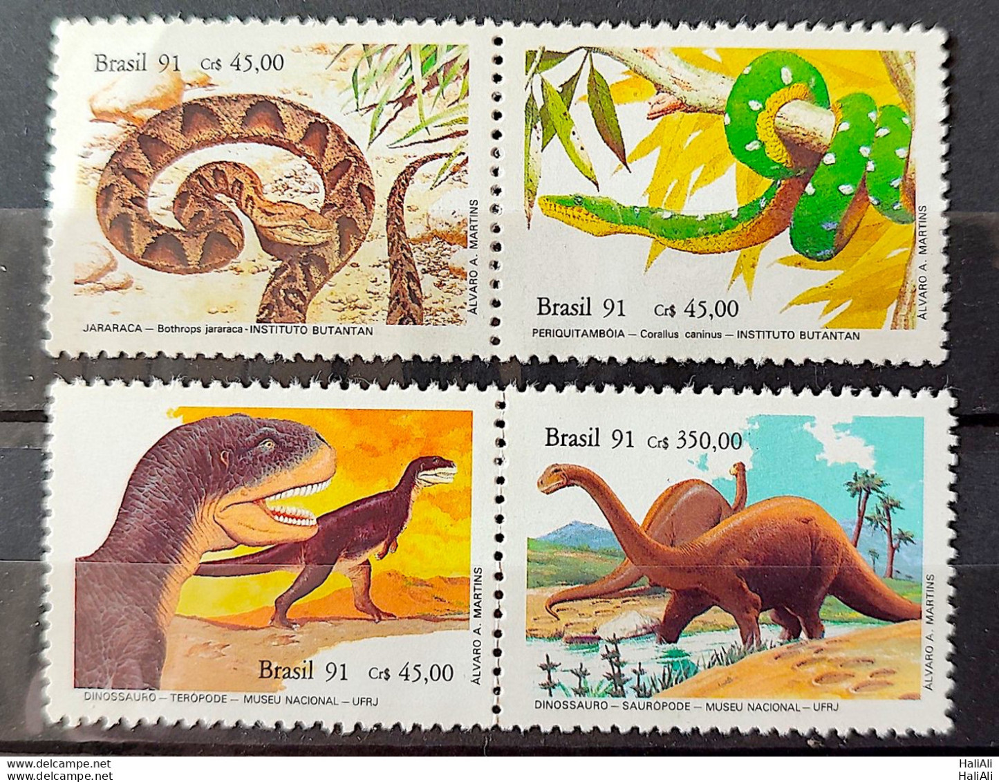 C 1737 Brazil Stamp Butantan Institute Snake Dinosaur 1991 Block Of 4 - Neufs