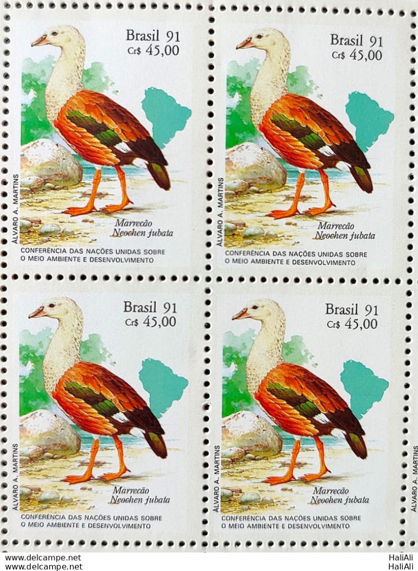 C 1736 Brazil Stamp Environment Marriage Birds 1991 Block Of 4 - Unused Stamps