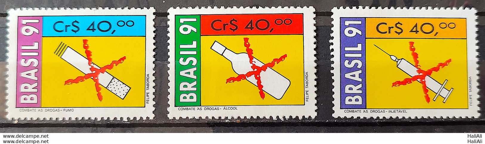 C 1730 Brazil Stamp Fighting Drug Health Cigarette Drugs 1991 Block Of 4 - Nuevos