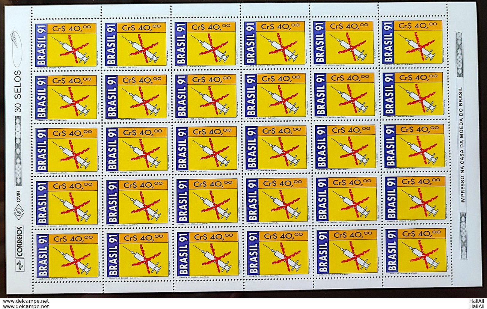 C 1732 Brazil Stamp Fighting Drugs Health Drug Syringe 1991 Sheet - Ungebraucht