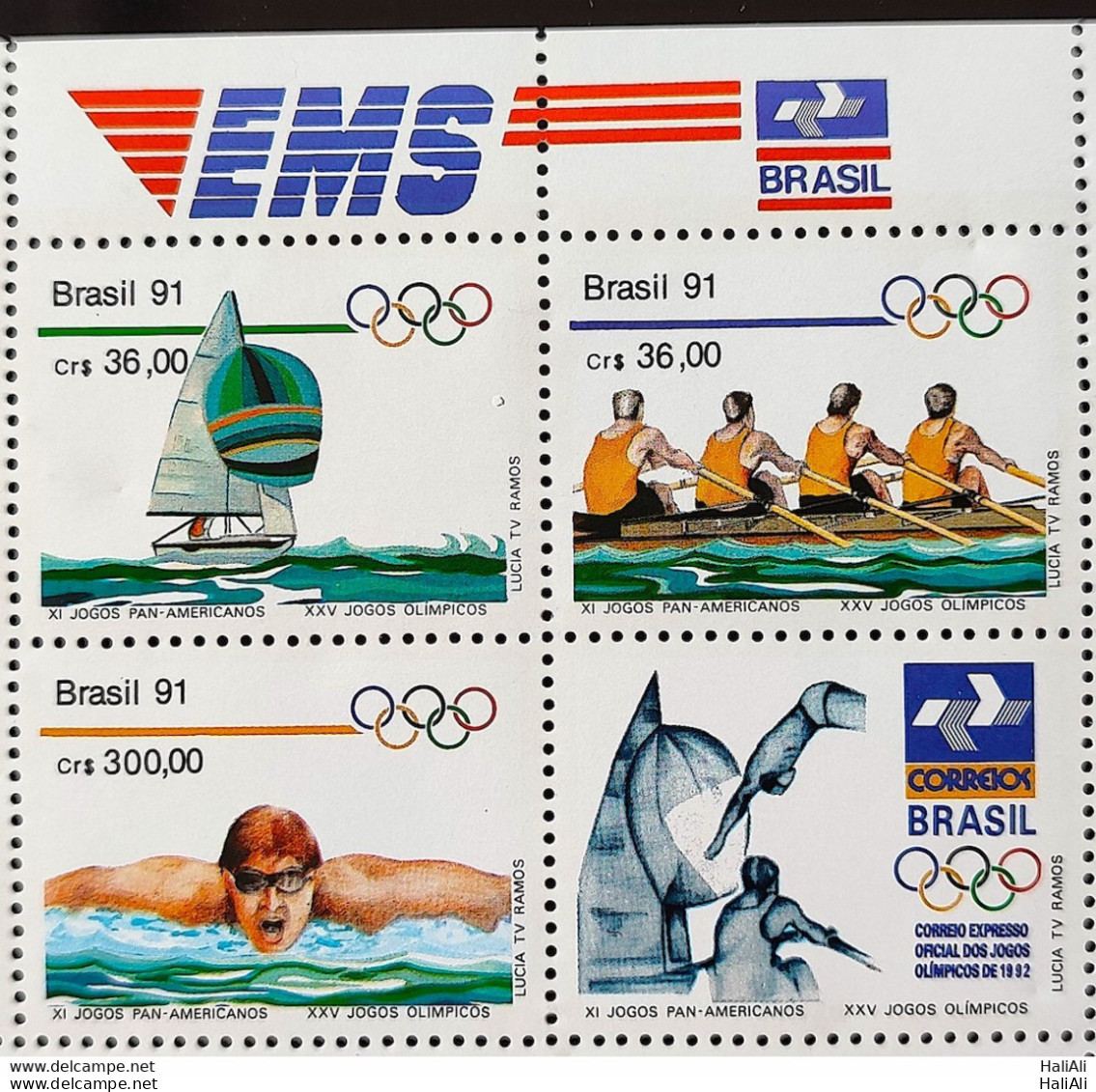 C 1727 Brazil Stamp Pan American Games Havana Cuba Olympics From Barcelona Candle 1991 Block Of 4 Vinheta EMS - Ungebraucht