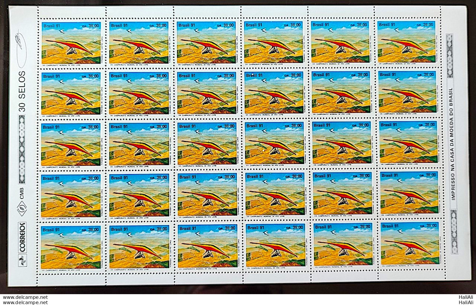 C 1726 Brazil Stamp Free Flight Asa Delta Sports Radical Governor Valadares Minas Gerais 1991 Sheet - Neufs