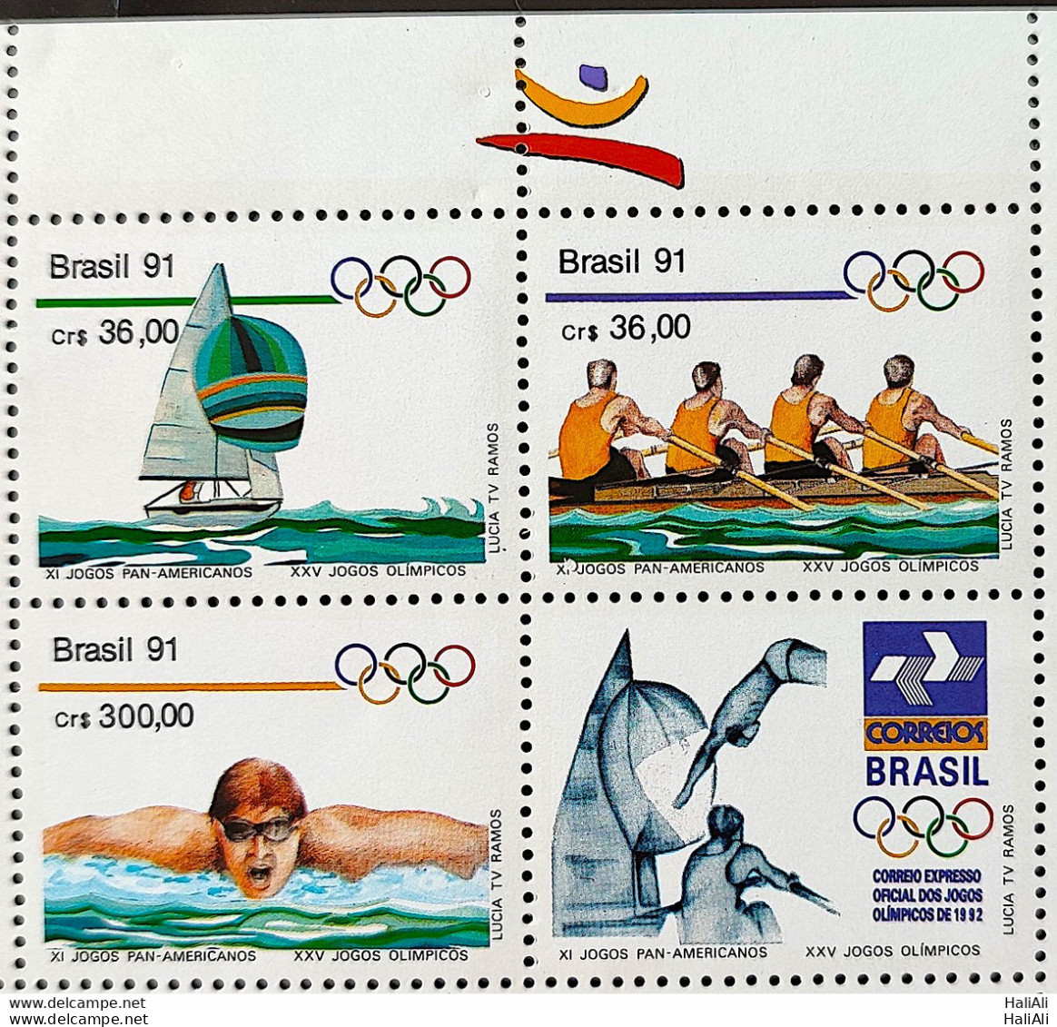 C 1727 Brazil Stamp Pan American Games Havana Cuba Olympics From Barcelona Candle 1991 Block Of 4 Vinheta Barcelona - Ungebraucht