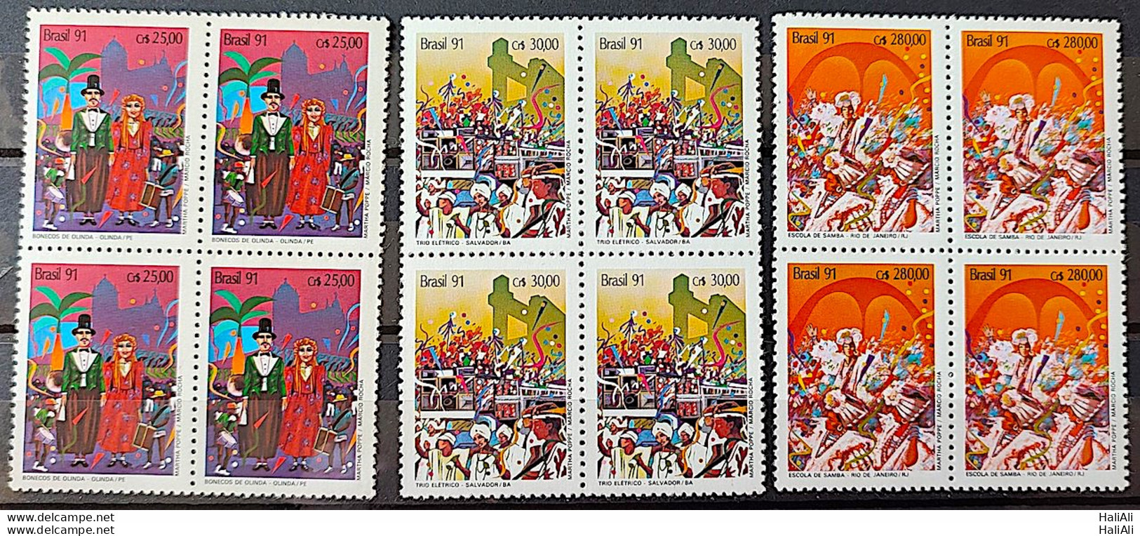 C 1722 Brazil Stamp Carnival Music Olinda Salvador Rio De Janeiro 1991 Block Of 4 Block Of 4 - Ungebraucht