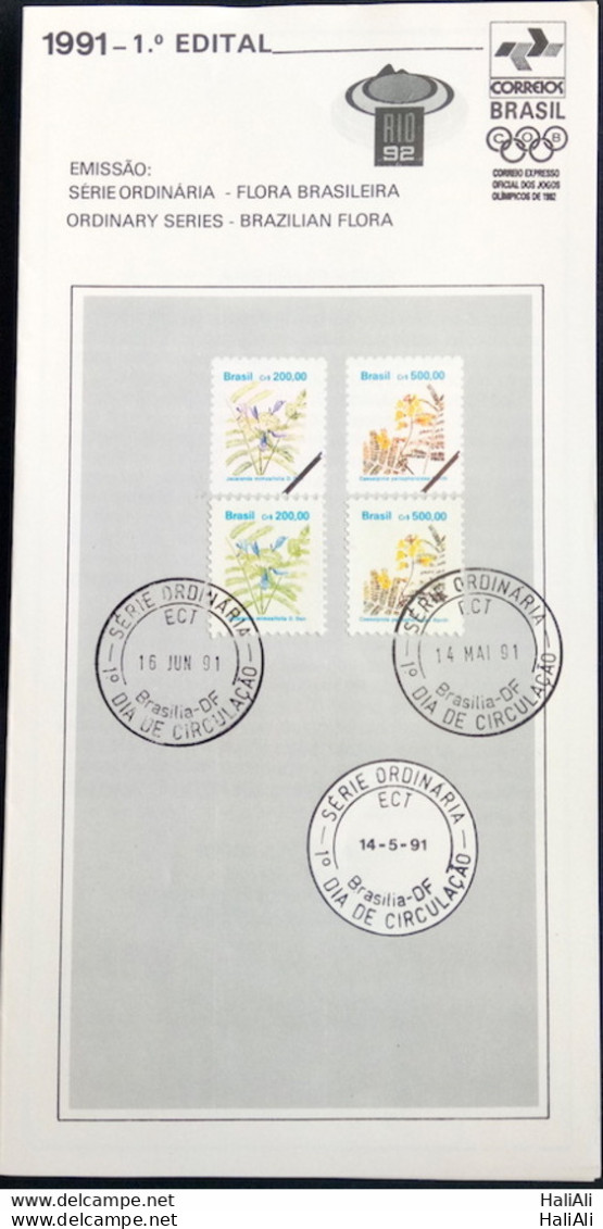 Brazil Brochure Edital 1991 01 Brazilian Flora Flower Without Stamp - Lettres & Documents