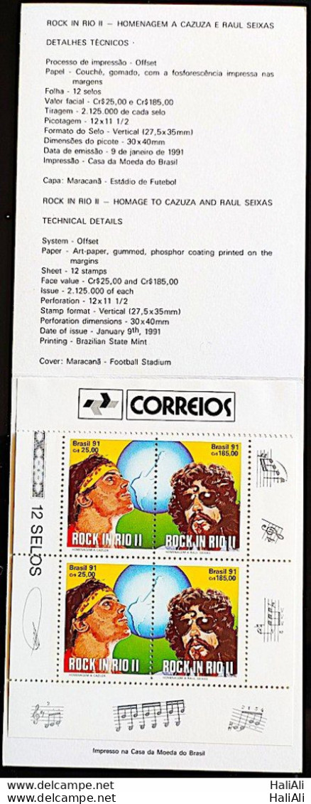 Brazil Regular Stamp Cd 16 Music Rock In Rio Raul Seixas Cazuza 1991 - Otros & Sin Clasificación
