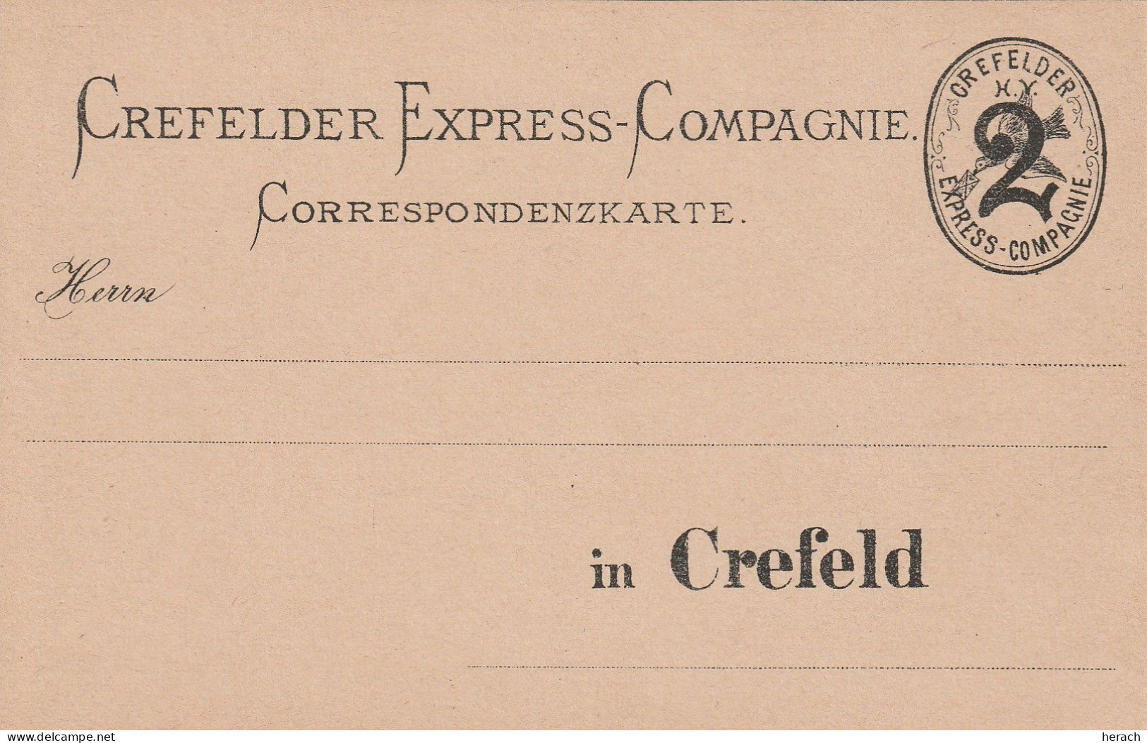 Allemagne Entier Postal Poste Privée Crefeld - Cartes Postales