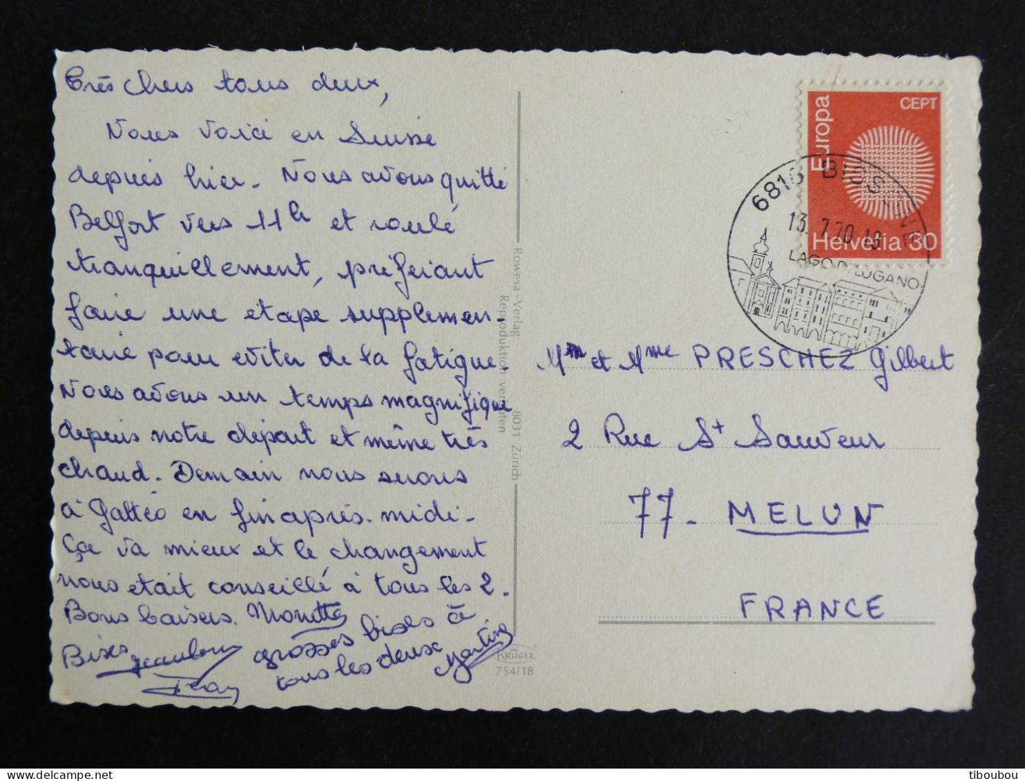 SUISSE SCHWEIZ SWITZERLAND HELVETIA AVEC YT 855 EUROPA - BISSONE LAGO DI LUGANO - Storia Postale