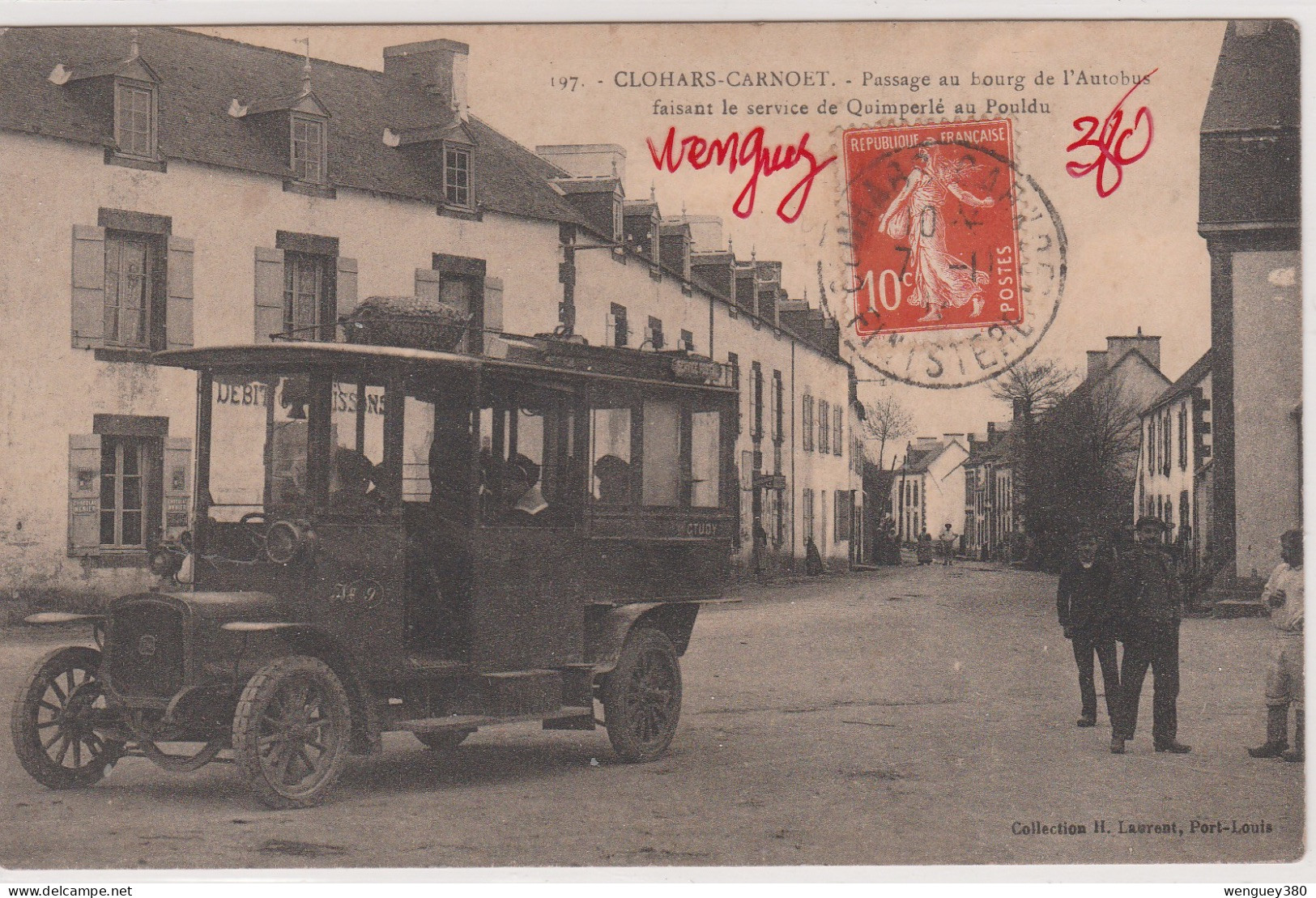 29 CLOHARS-CARNOET QUIMPERLE  Passage De L'Autobus Faisant Le Service De QUIMPERLE Au POULDU SUP PLAN 1915  RARETE - Le Pouldu