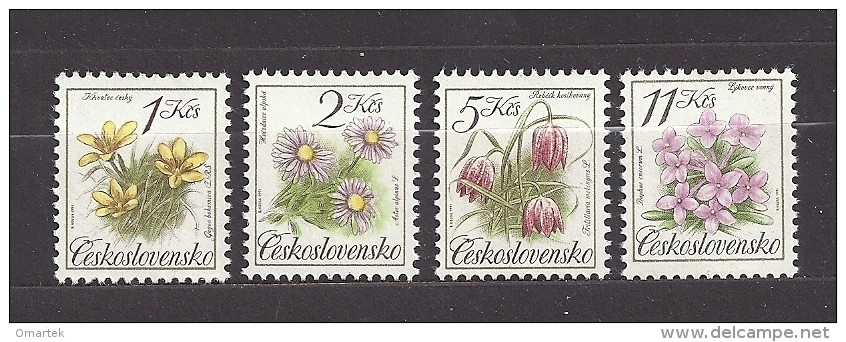 Czechoslovakia 1991 MNH ** Mi 3098-3101 Sc 2839-2842 Flowers, Naturschutz - Geschützte Flora.  Tschechoslowakei - Unused Stamps