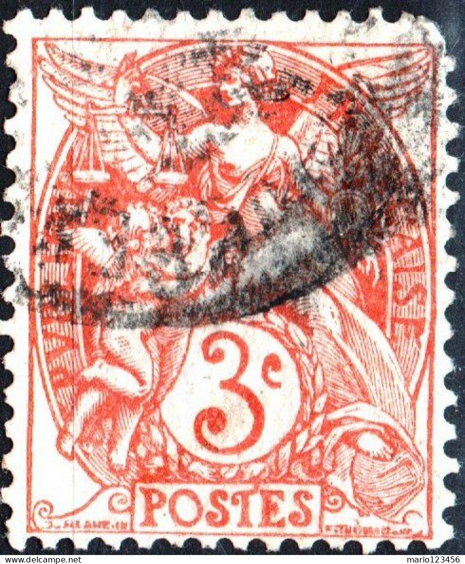 FRANCIA, FRANCE, TIPO “BLANC”, 3 C., 1900, FRANCOBOLLI USATI Yt:FR 109, Scott:FR 110 - Used Stamps