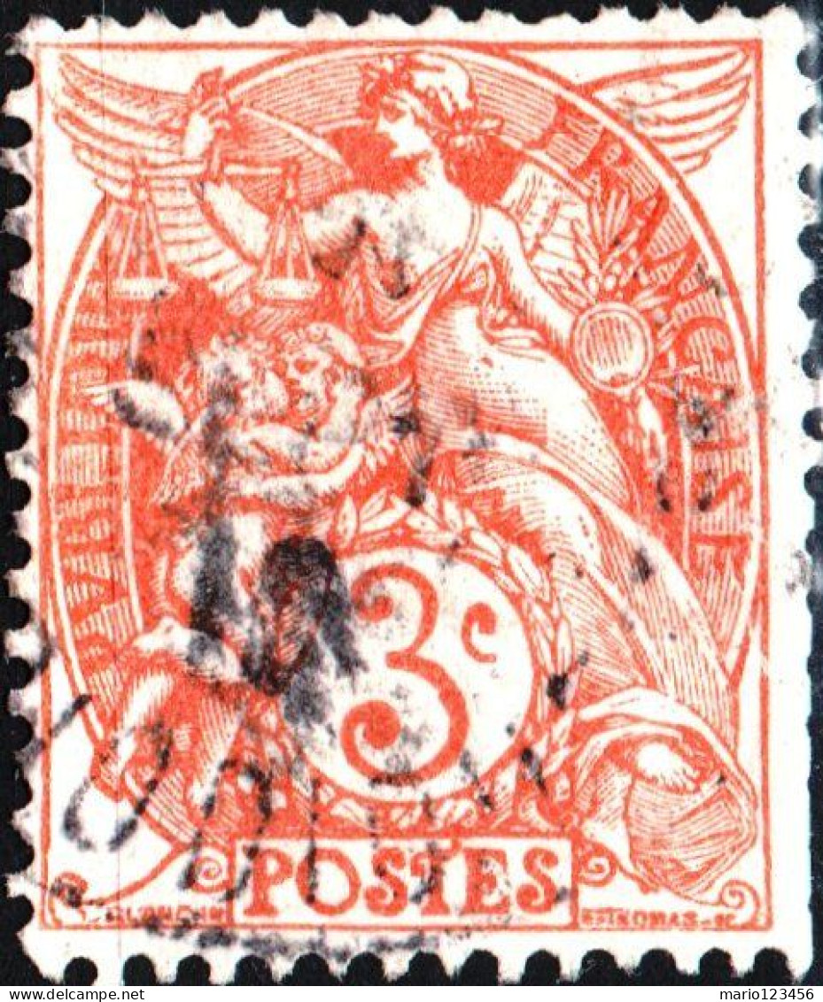 FRANCIA, FRANCE, TIPO “BLANC”, 3 C., 1900, FRANCOBOLLI USATI Yt:FR 109, Scott:FR 110 - Used Stamps