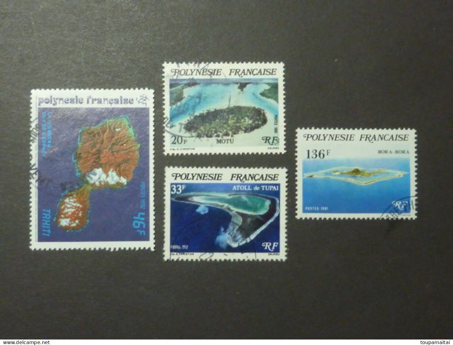 POLYNESIE FRANCAISE, Années 1981-92,  YT N° 173-186-187 + 405 Oblitérés, ILE TAHITI, ATOLL TUPAI, MOTU - Used Stamps