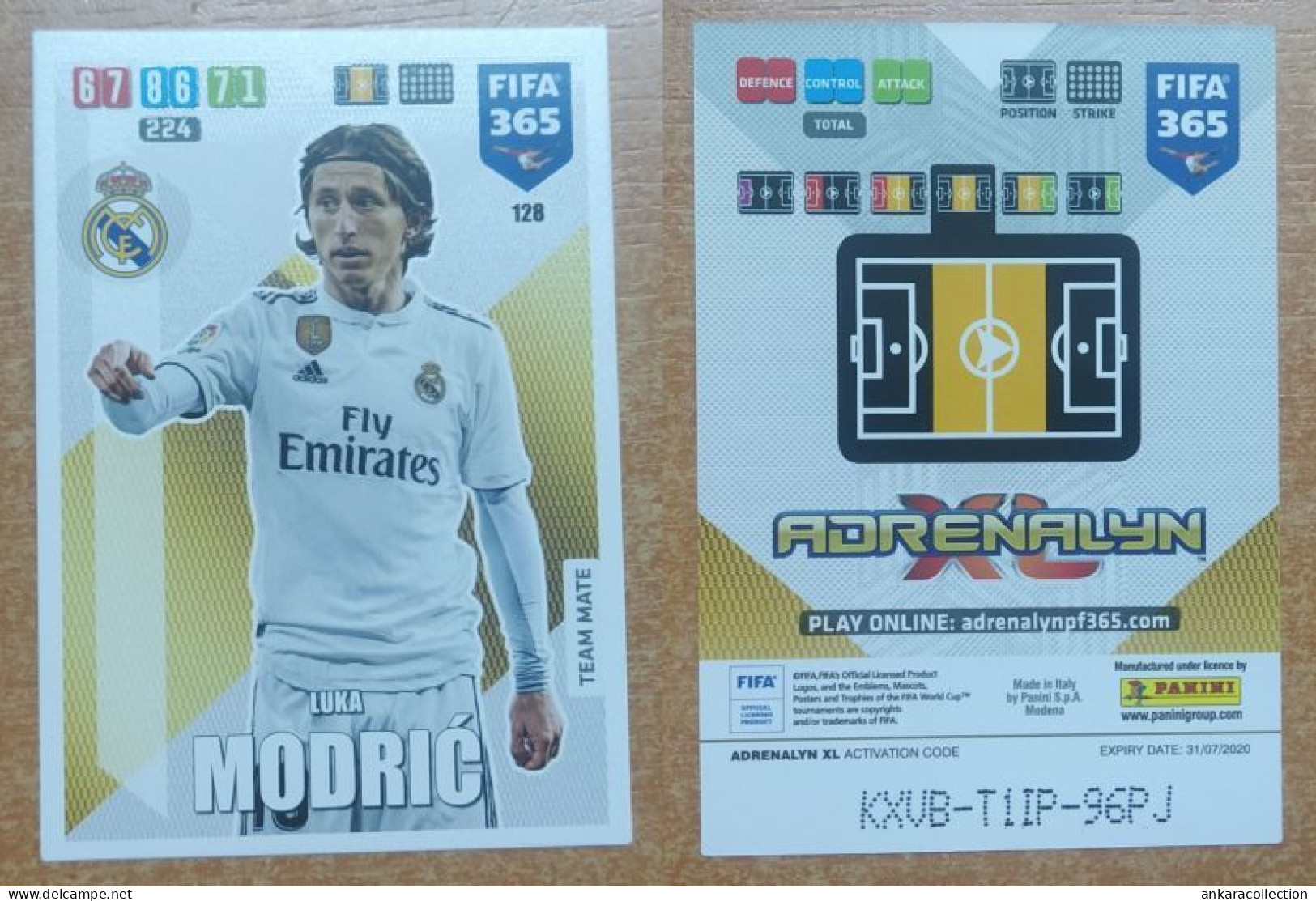 AC - 128 LUKA MODRIC  REAL MADRID CF  PANINI FIFA 365 2020 ADRENALYN TRADING CARD - Trading-Karten