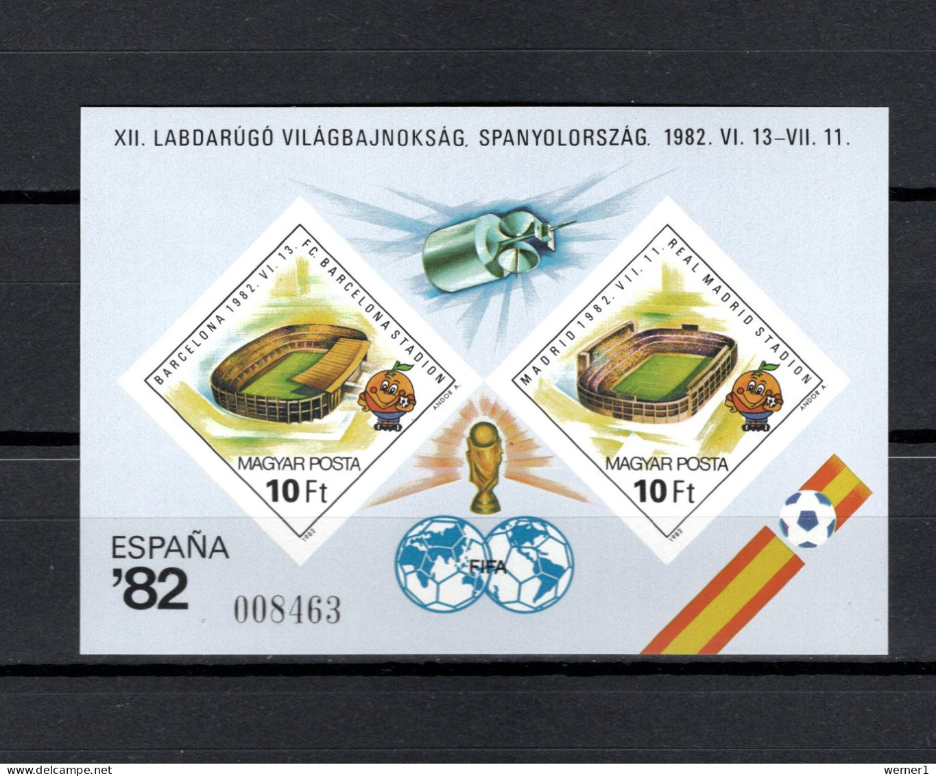 Hungary 1982 Space, Football Soccer World Cup S/s Imperf. MNH -scarce- - Europe