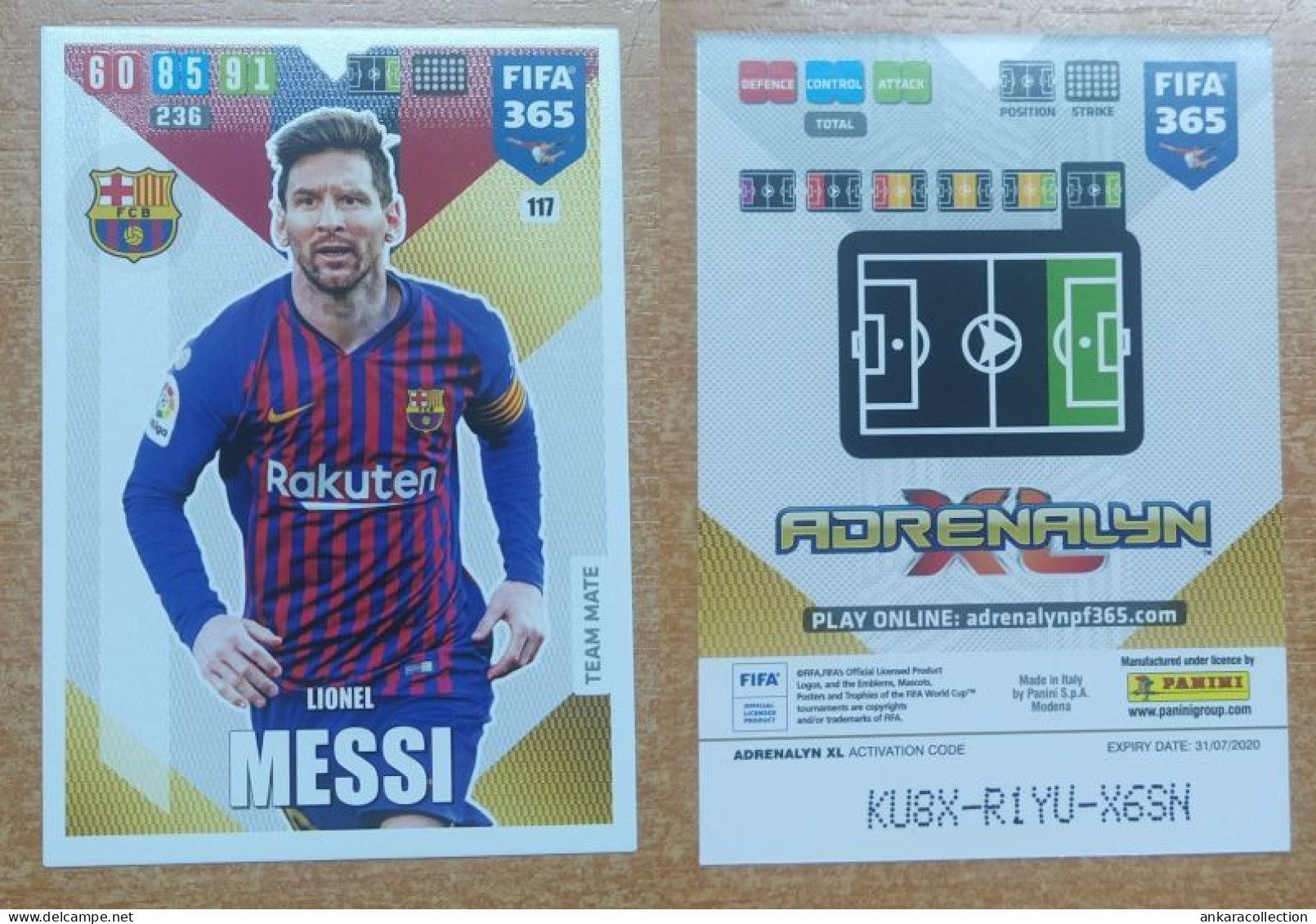 AC - 117 LIONEL MESSI  FC BARCELONA  PANINI FIFA 365 2020 ADRENALYN TRADING CARD - Tarjetas