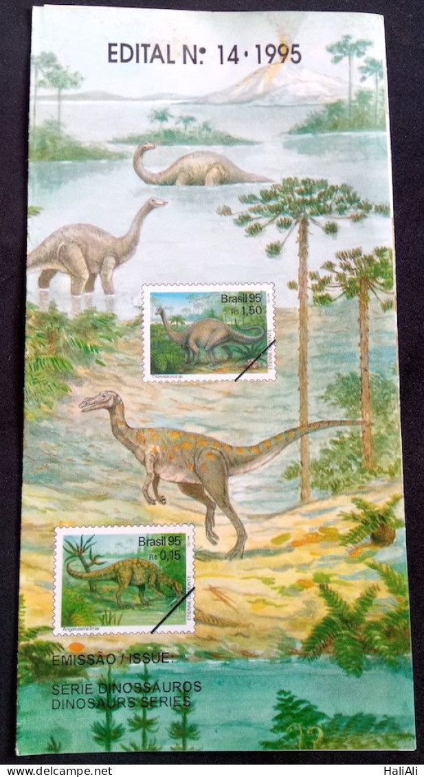 Brochure Brazil Edital 1995 14 Dinosaur History Without Stamp - Covers & Documents